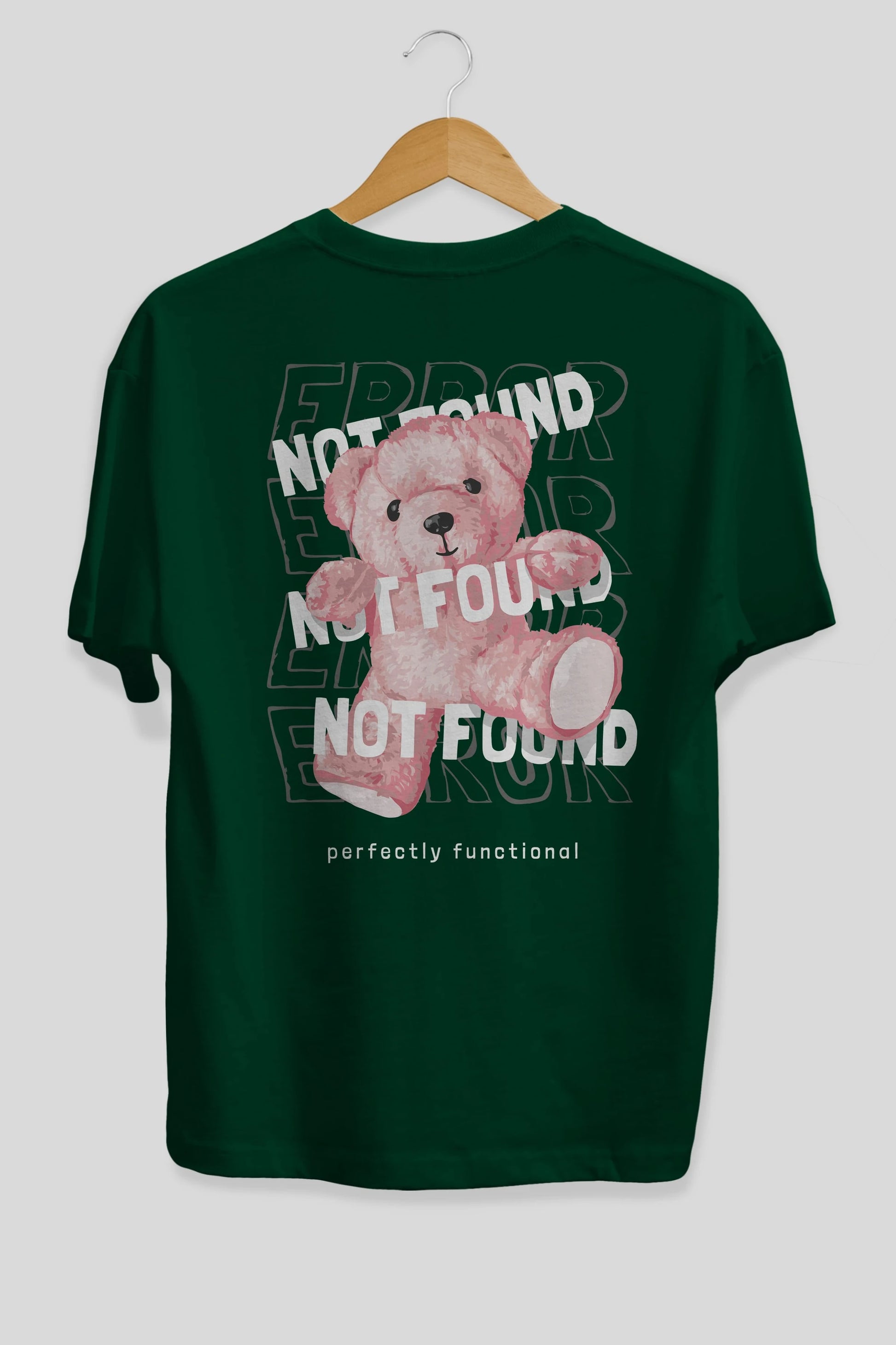 Error Not Found Bear Arka Baskılı Oversize t-shirt Erkek Kadın Unisex
