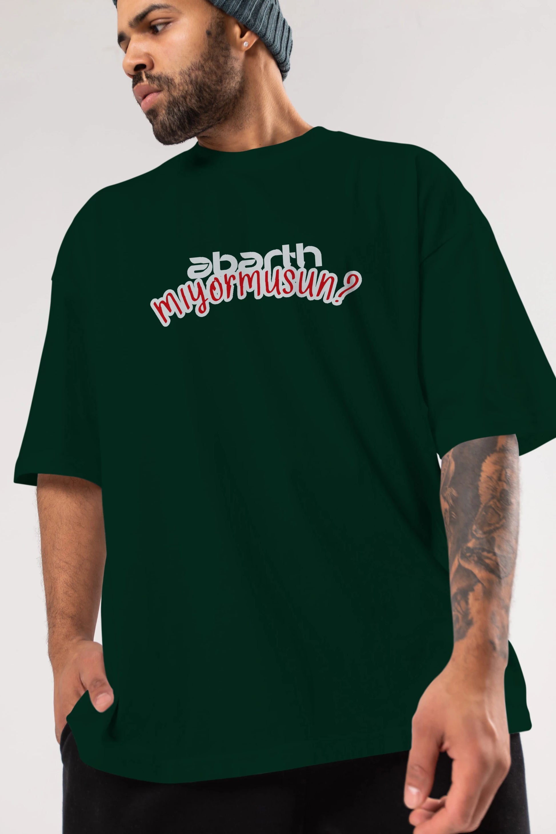 Abarth  Mıyormusun Ön Baskılı Oversize t-shirt %100 pamuk Erkek Kadın Unisex