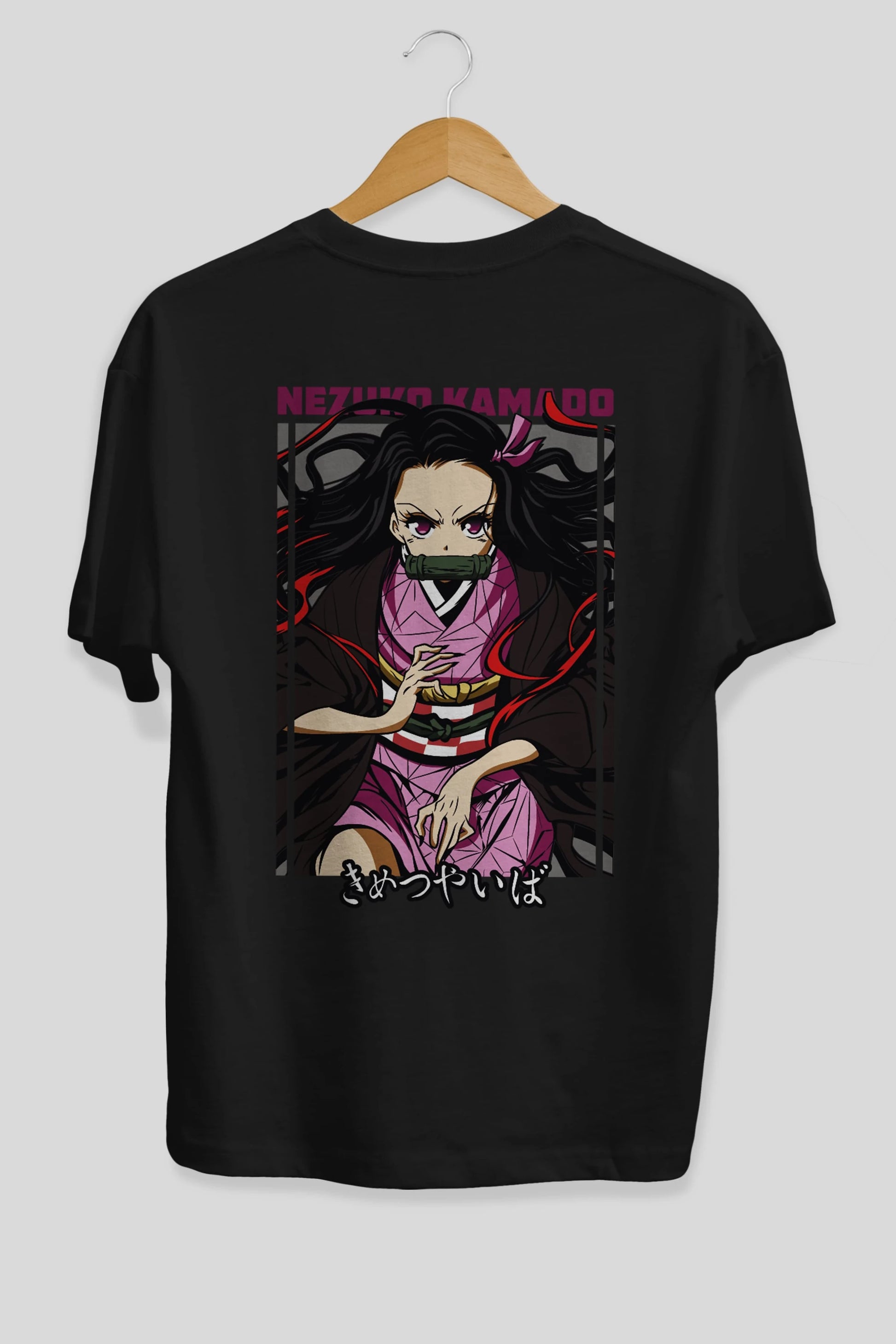 Nezuko Kamado 1 Anime Arka Baskılı Oversize t-shirt Erkek Kadın Unisex
