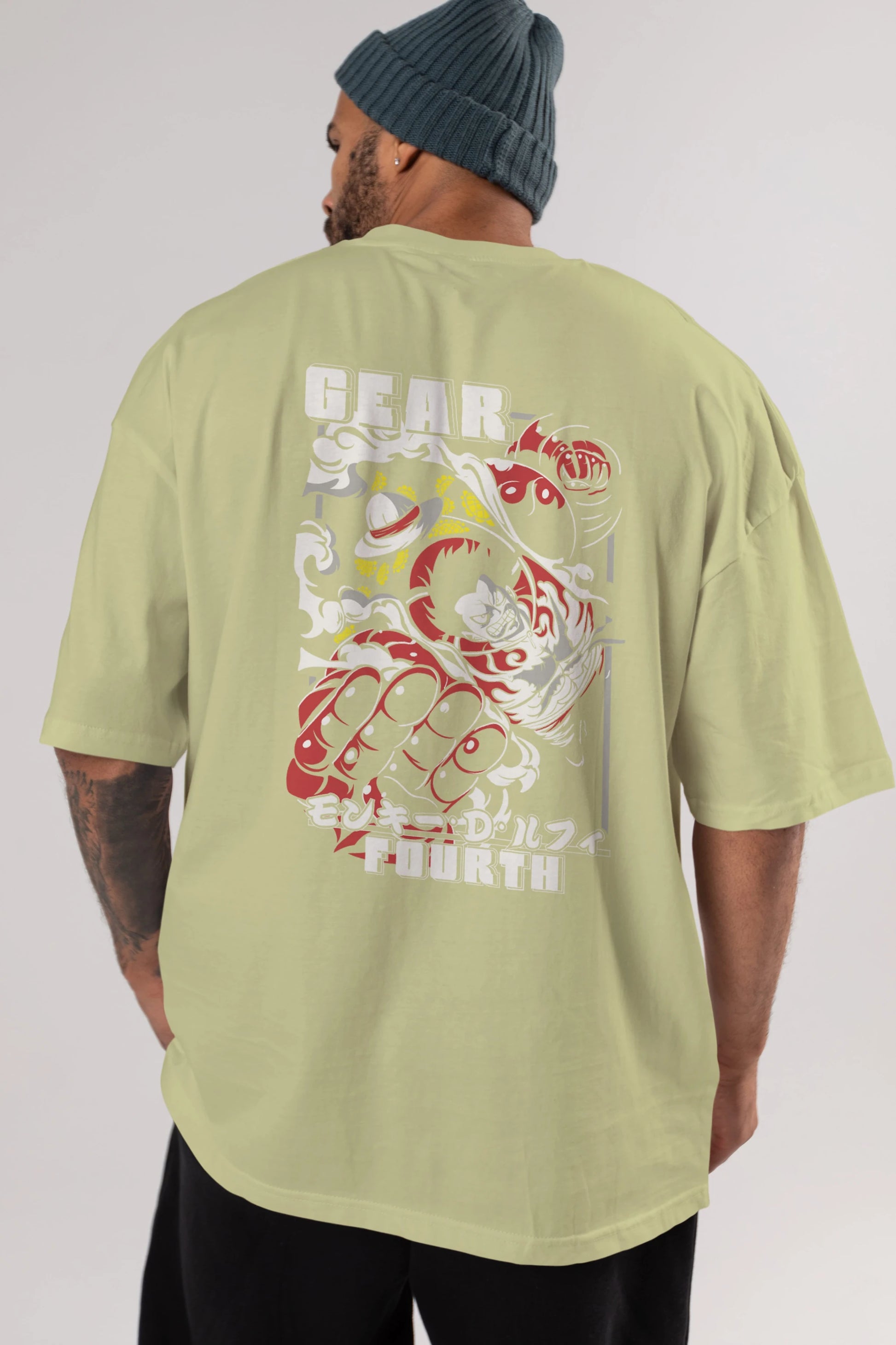 LUFFY gear fourth Anime Arka Baskılı Oversize t-shirt Erkek Kadın Unisex