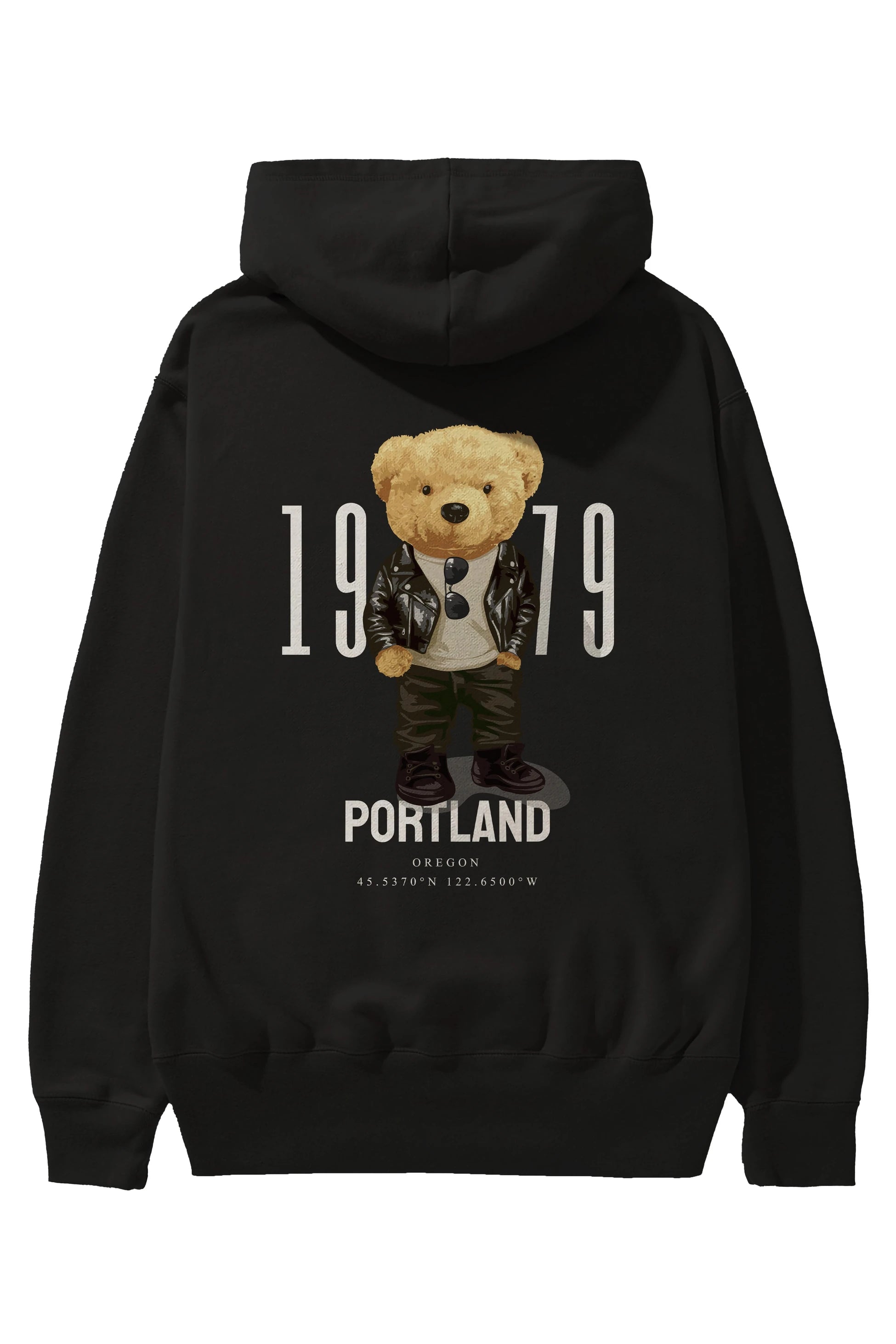 Teddy Bear Portland Arka Baskılı Hoodie Oversize Kapüşonlu Sweatshirt Erkek Kadın Unisex