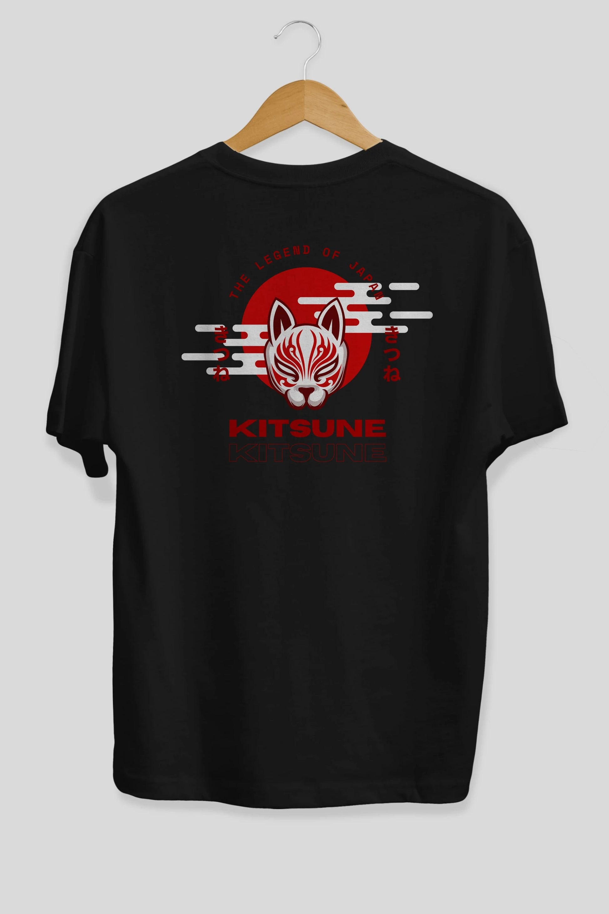 Kitsune Mask Arka Baskılı Oversize t-shirt Erkek Kadın Unisex