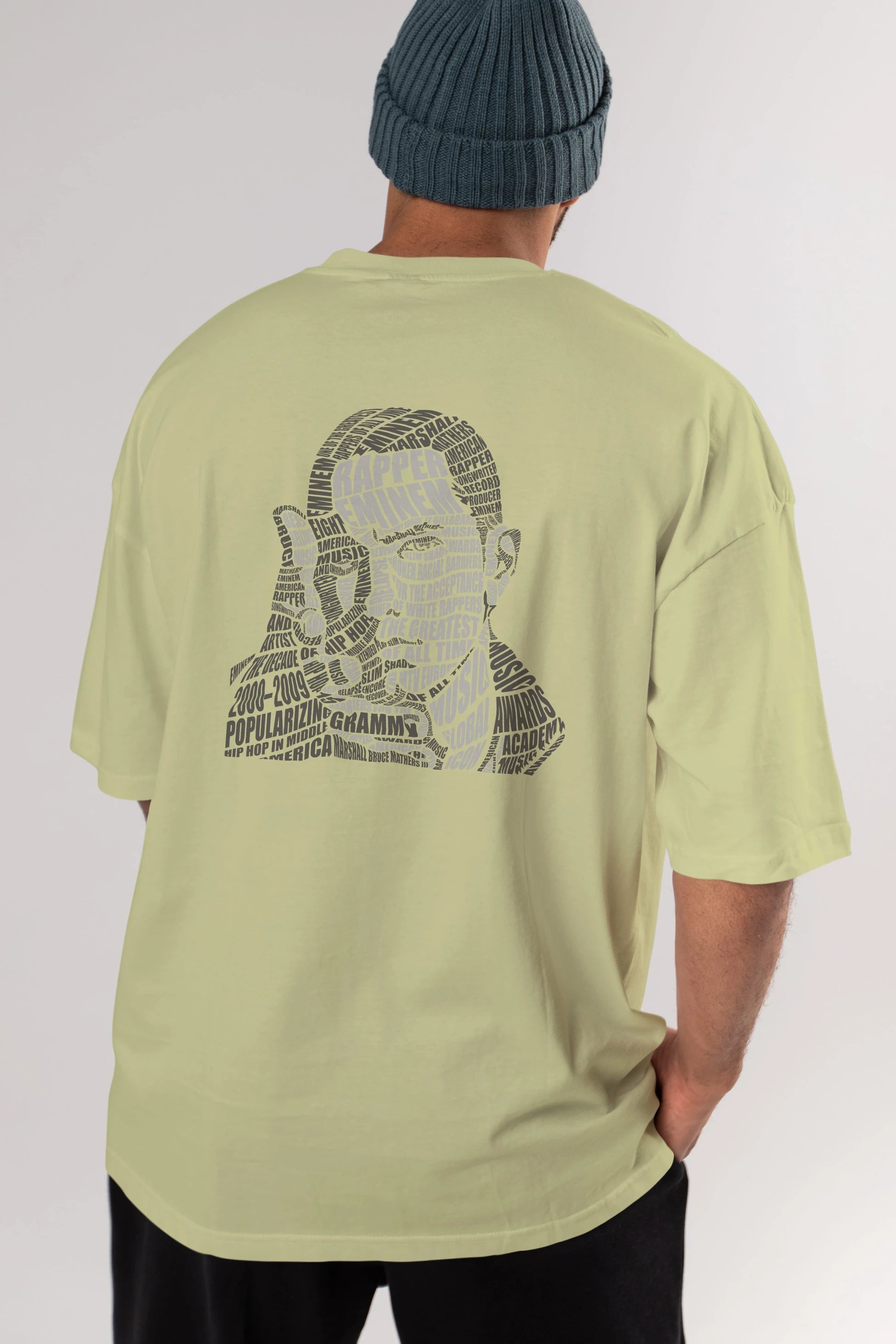 Eminem Calligram Arka Baskılı Oversize t-shirt %100 pamuk Erkek Kadın Unisex