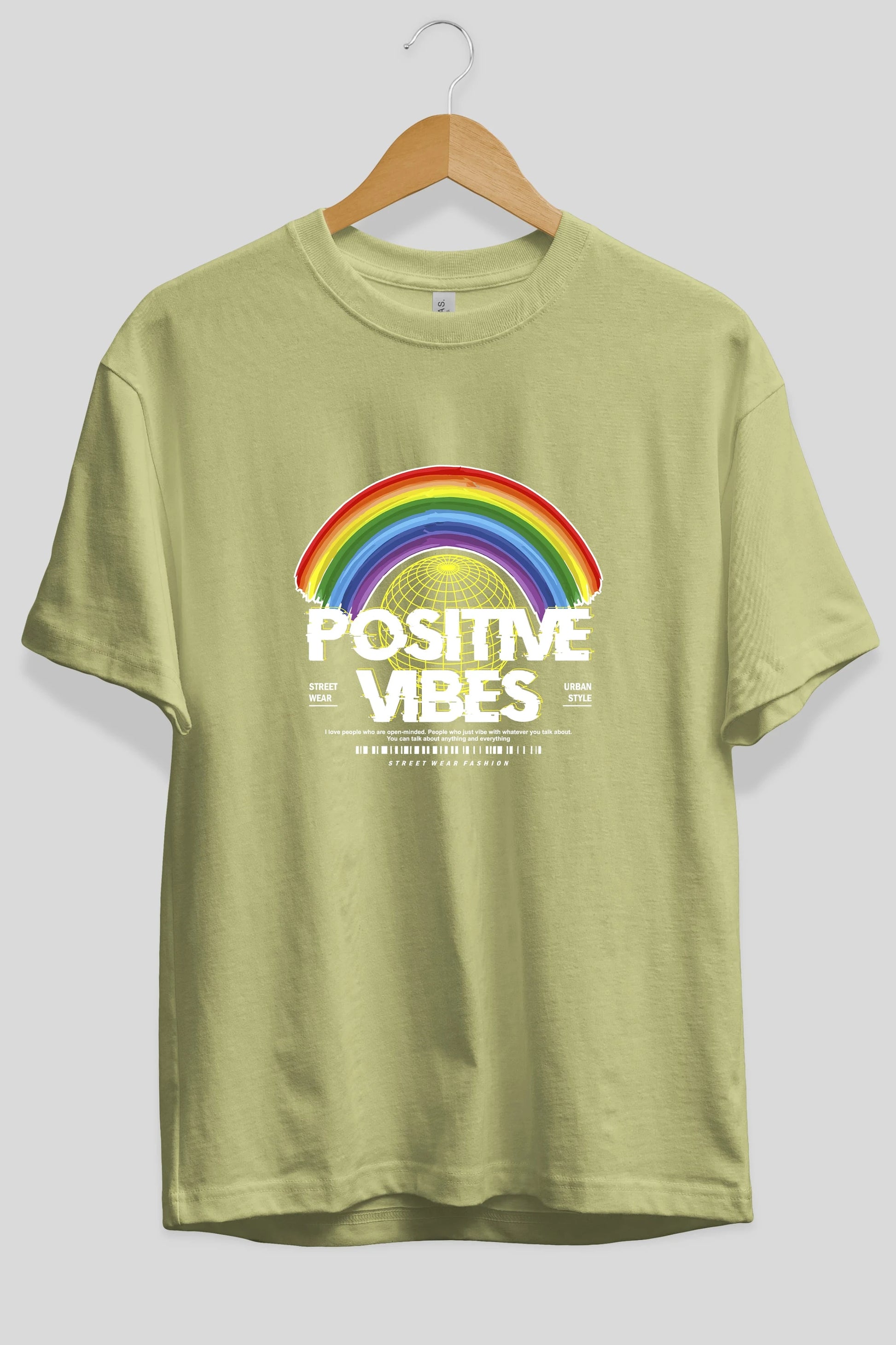 Positive Vibes Ön Baskılı Oversize t-shirt Erkek Kadın Unisex