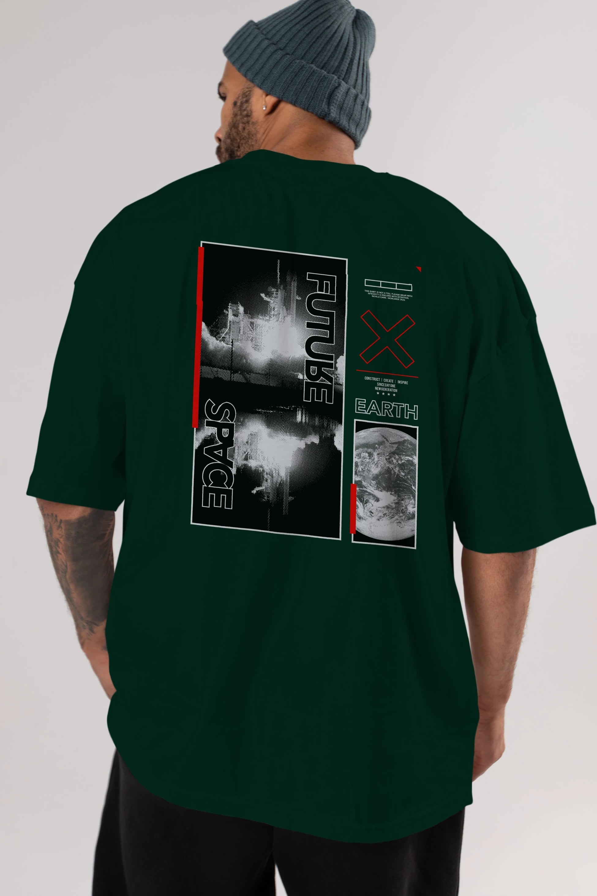 Future Space Arka Baskılı Oversize t-shirt Erkek Kadın Unisex