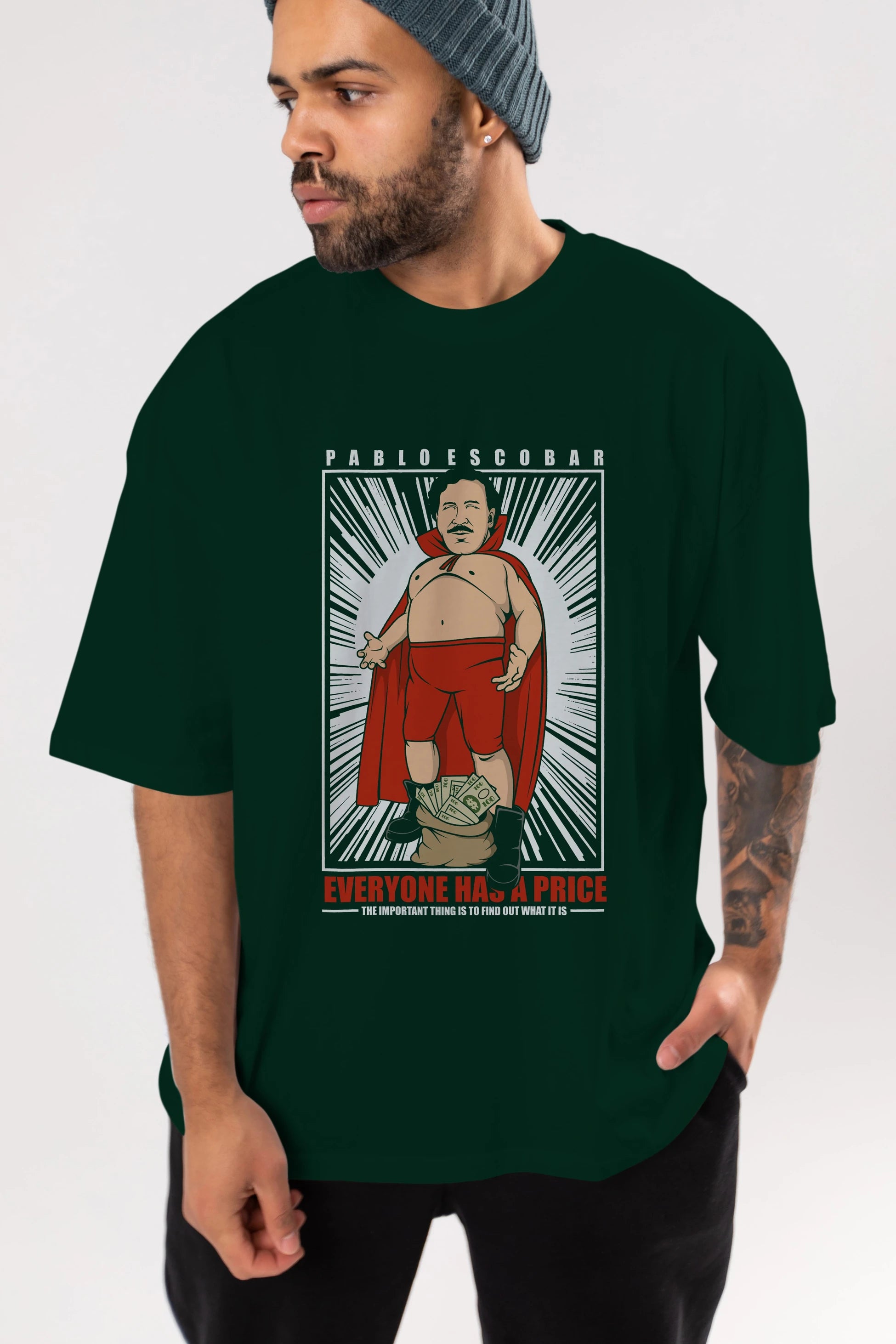 Pablo Escobar Luchador Ön Baskılı Oversize t-shirt Erkek Kadın Unisex %100 Pamuk tişort