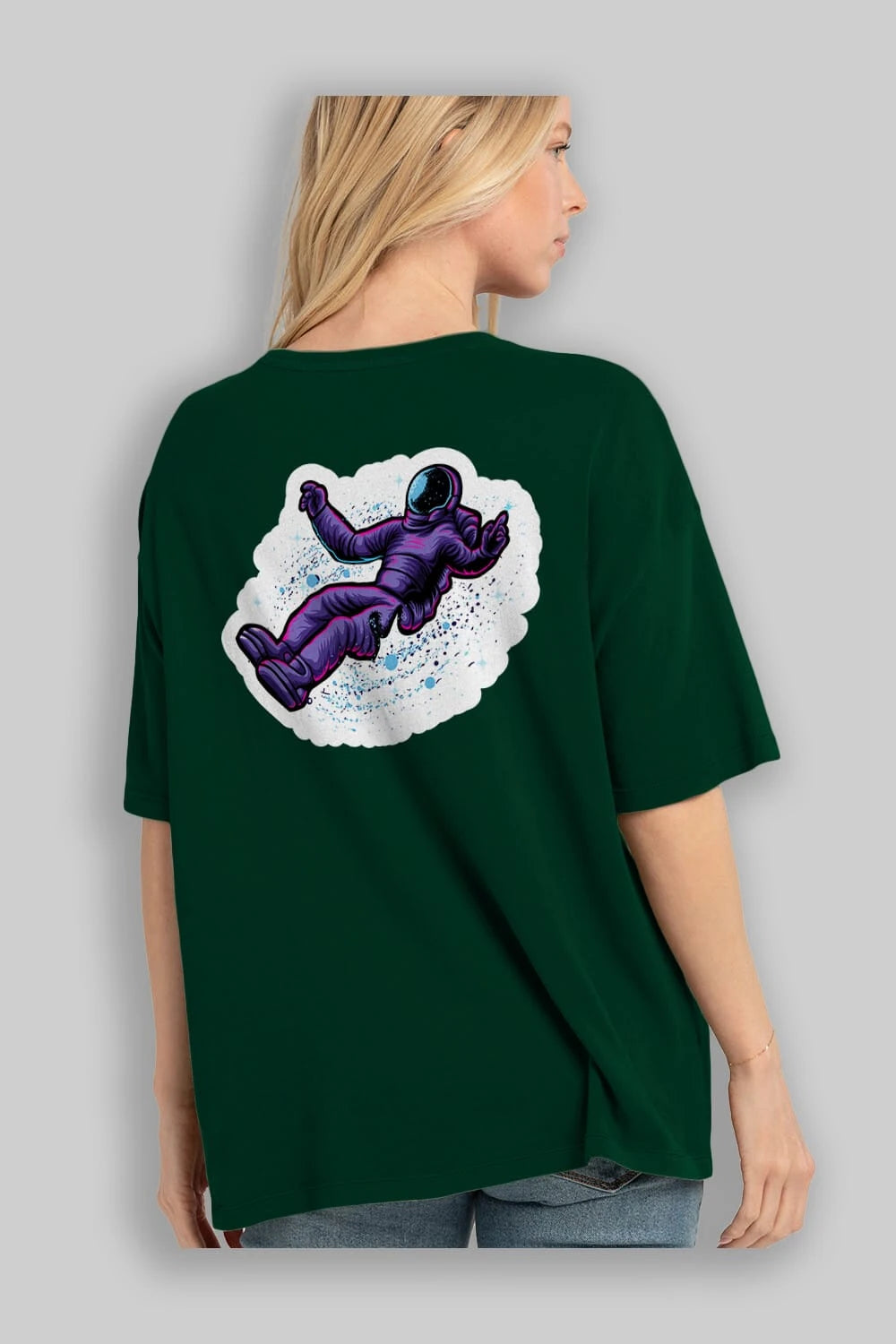 Having fun in outer space sticker Arka Baskılı Oversize t-shirt Erkek Kadın Unisex