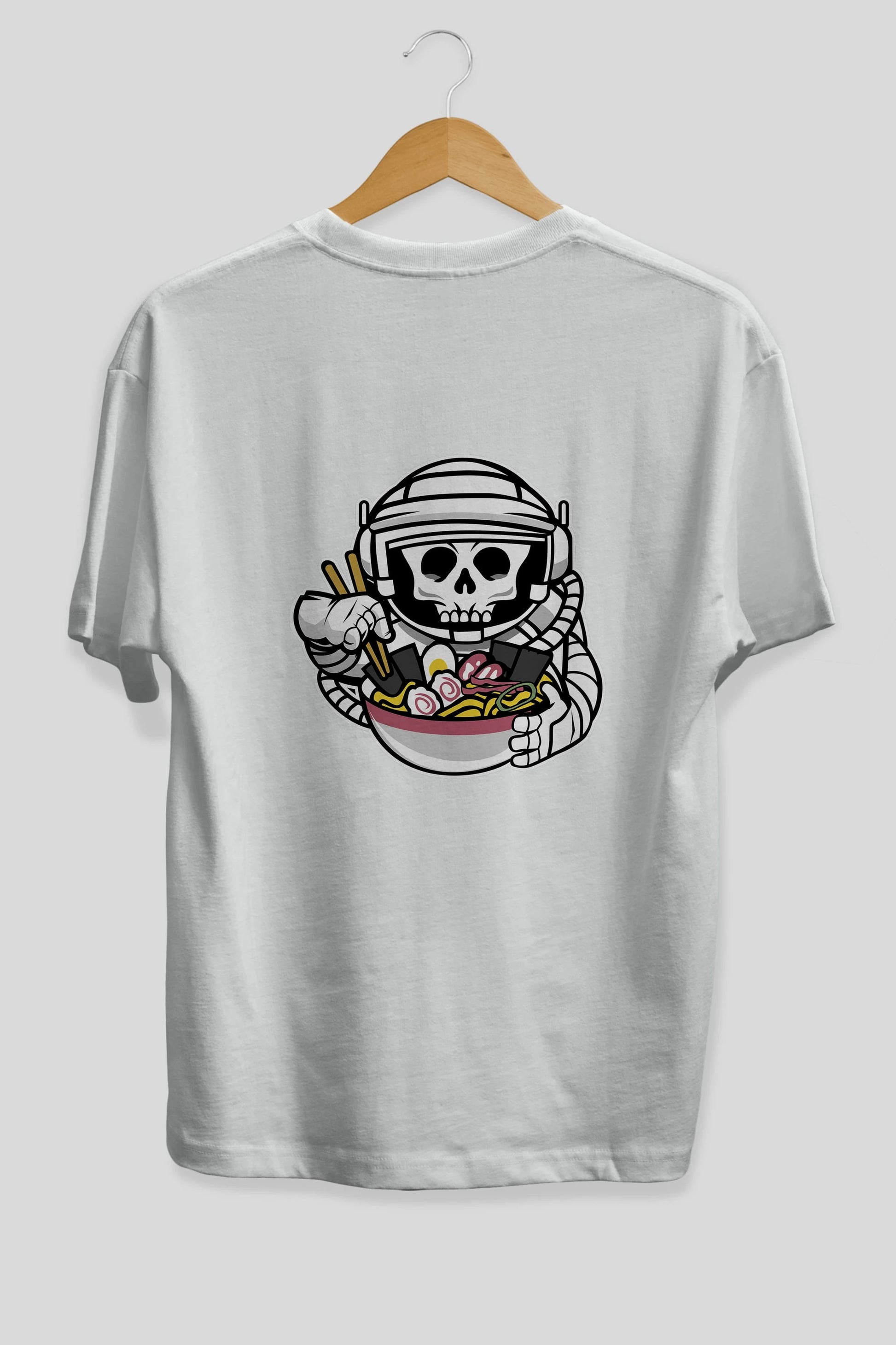 Astronaut Ramen Arka Baskılı Oversize t-shirt Erkek Kadın Unisex %100 Pamuk tişort