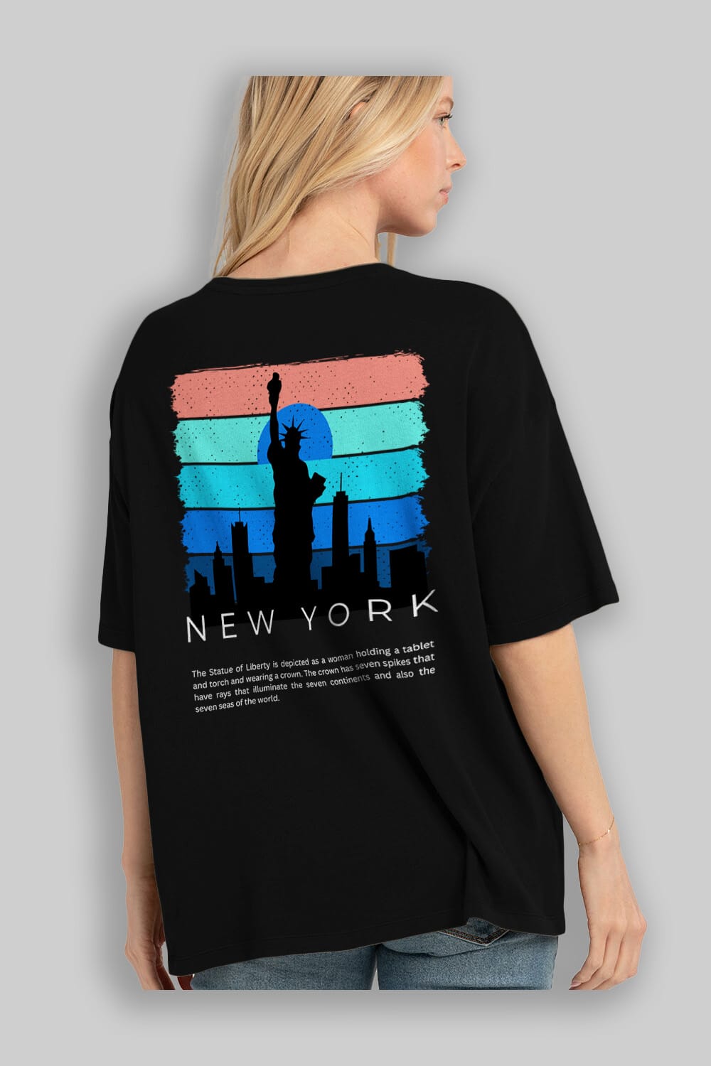 New York Yazılı Arka Baskılı Oversize t-shirt Erkek Kadın Unisex