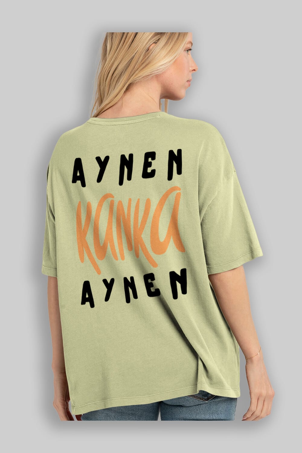 Aynen Kanka Aynen Yazılı Arka Baskılı Oversize t-shirt Erkek Kadın Unisex