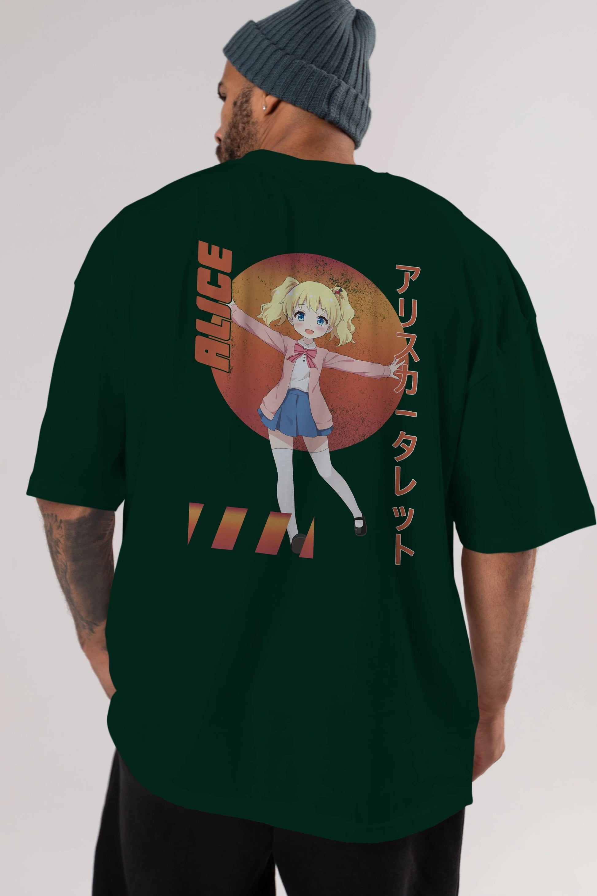 Alice Cartelet 15 Anime Arka Baskılı Oversize t-shirt Erkek Kadın Unisex