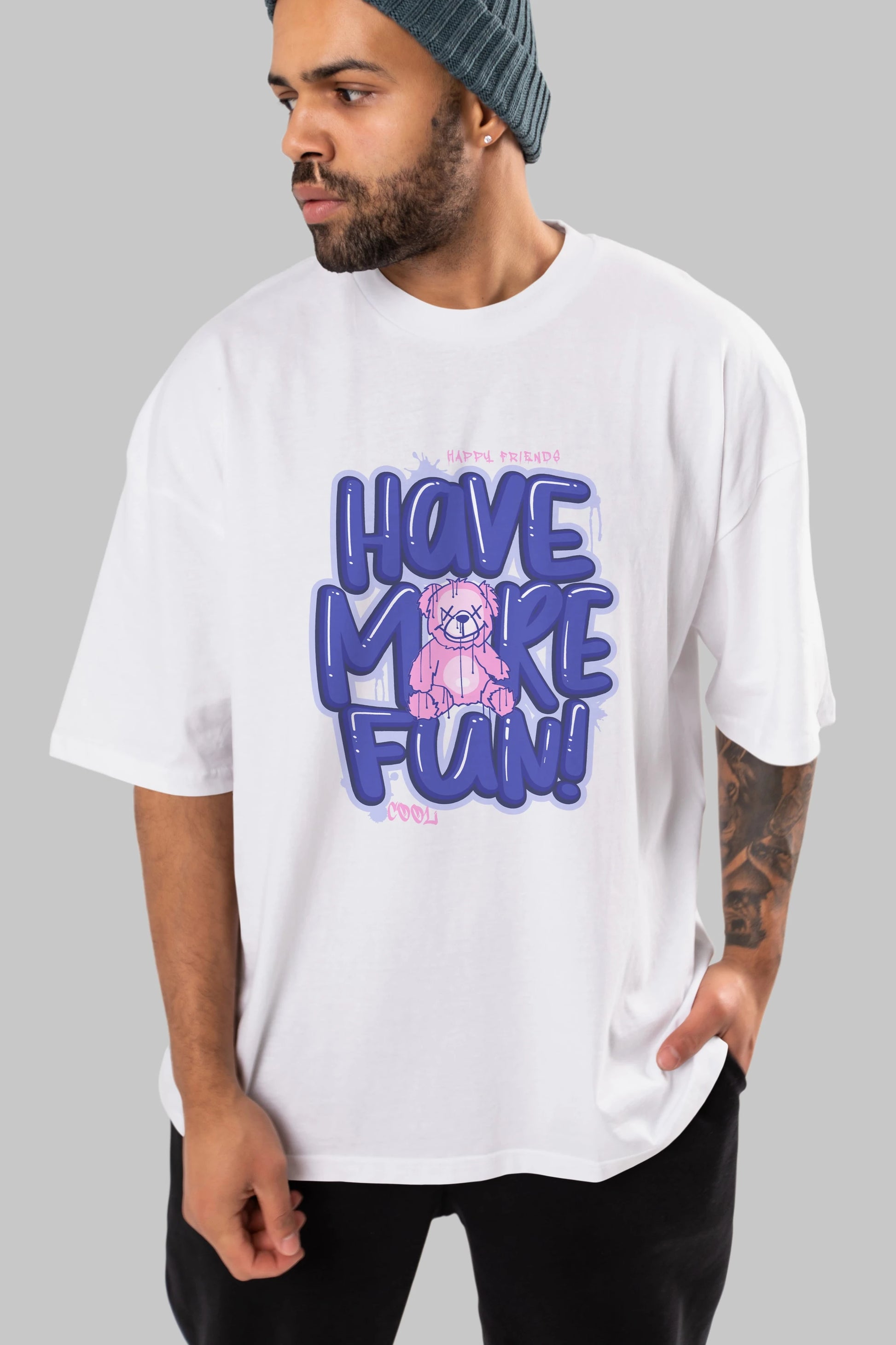 Have More Fun Bear Ön Baskılı Oversize t-shirt Erkek Kadın Unisex