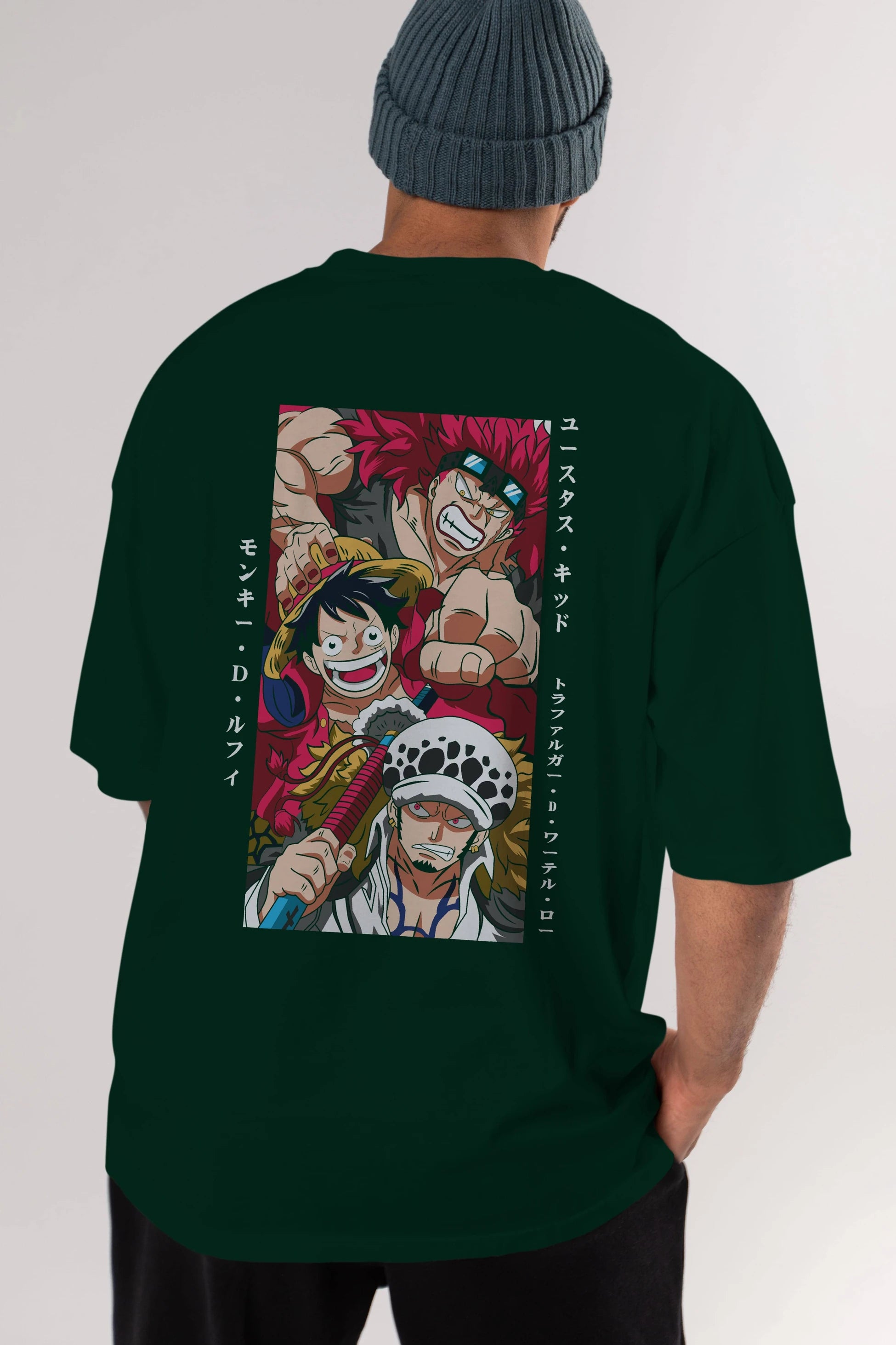 SUPER NOVAS one piece Anime Arka Baskılı Oversize t-shirt Erkek Kadın Unisex