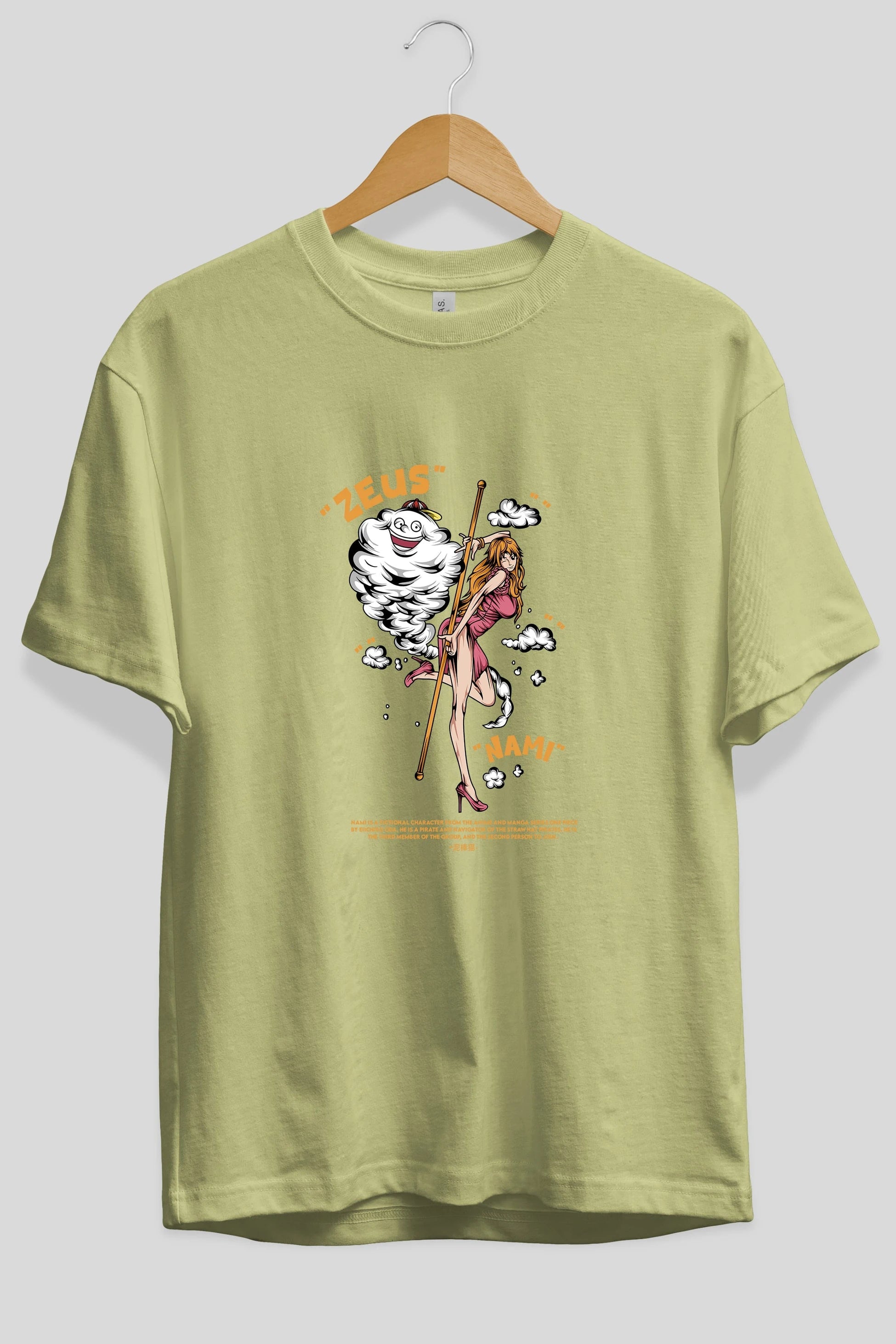 Zeus Nami Anime Ön Baskılı Oversize t-shirt %100 pamuk Erkek Kadın Unisex