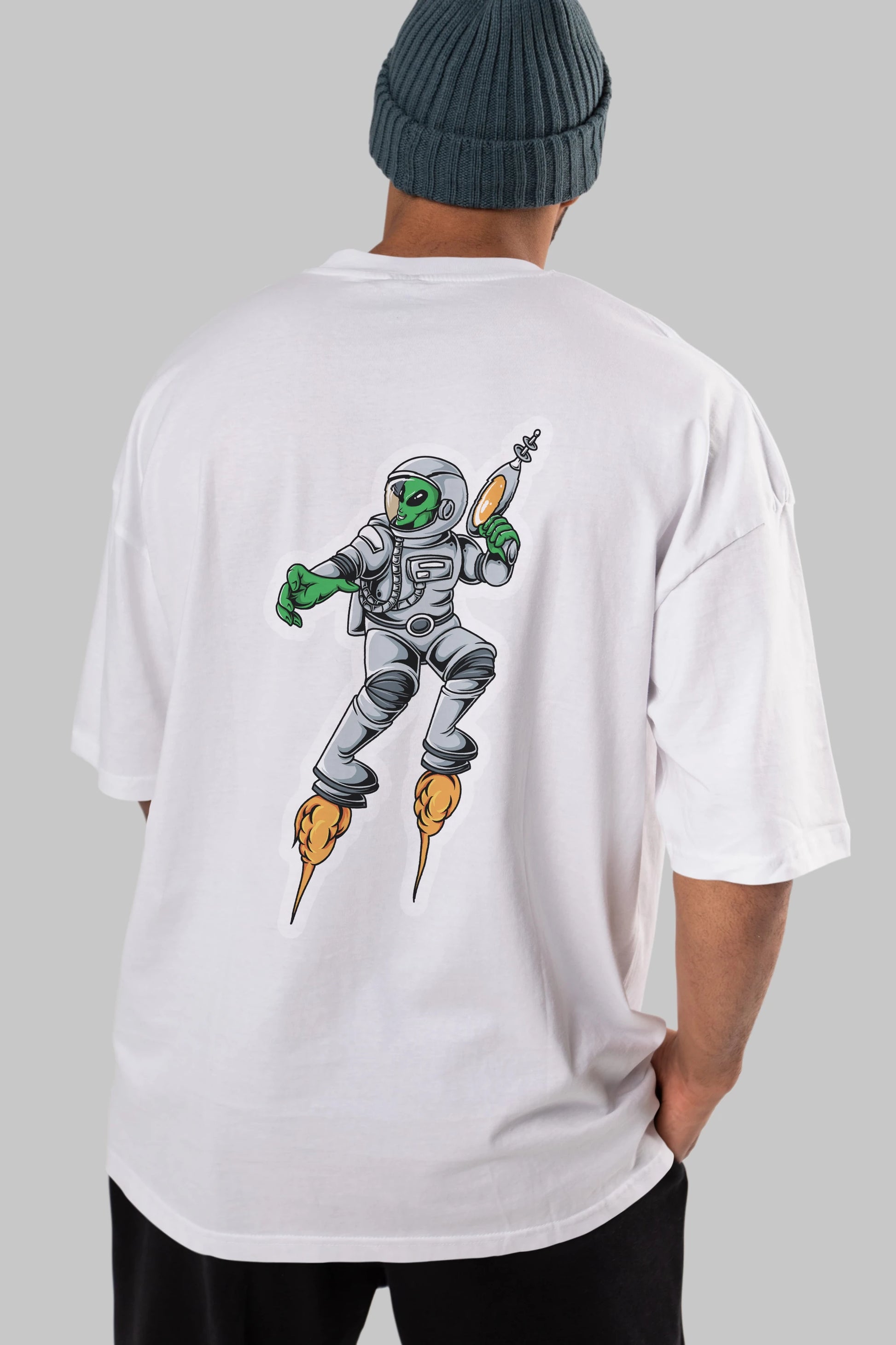 Alien Wars Sticker Arka Baskılı Oversize t-shirt Erkek Kadın Unisex