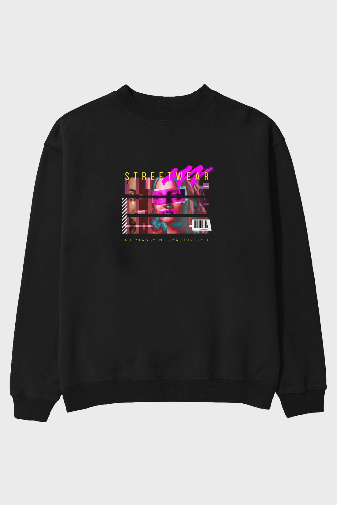 Futuristic Streetwear 2 Ön Baskılı Oversize Sweatshirt Erkek Kadın Unisex