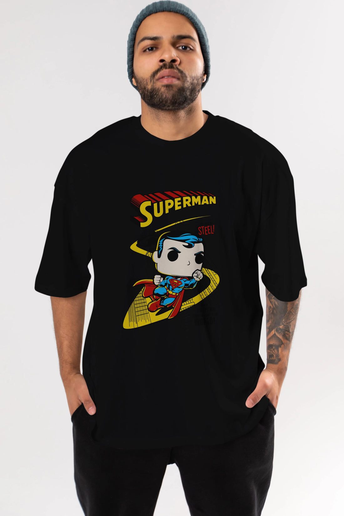 Superman (2) Ön Baskılı Oversize t-shirt Erkek Kadın Unisex %100 Pamuk Bisiklet Yaka tişort