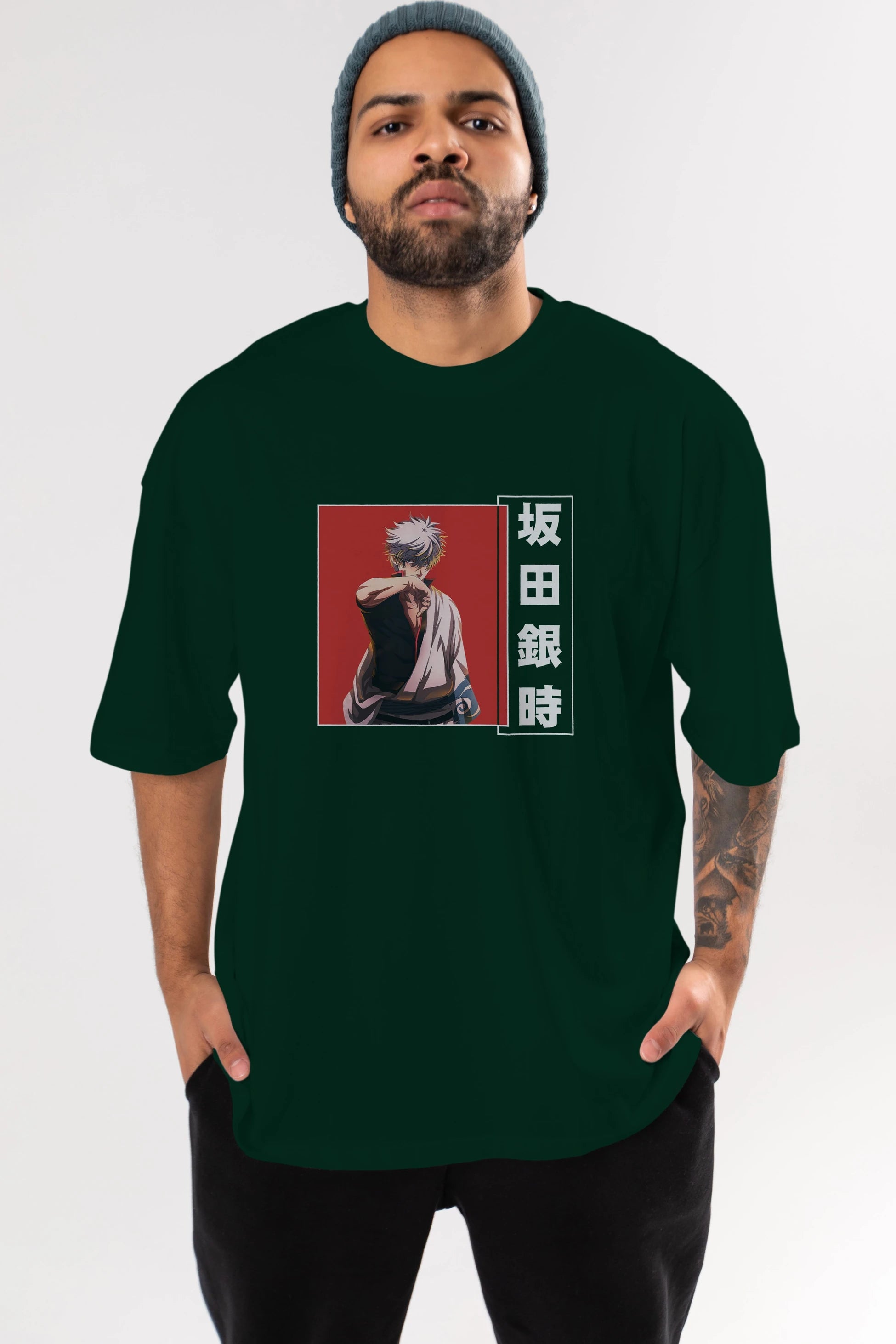 Gintoki Sakata GINTAMA 1 Anime Ön Baskılı Oversize t-shirt %100 pamuk Erkek Kadın Unisex