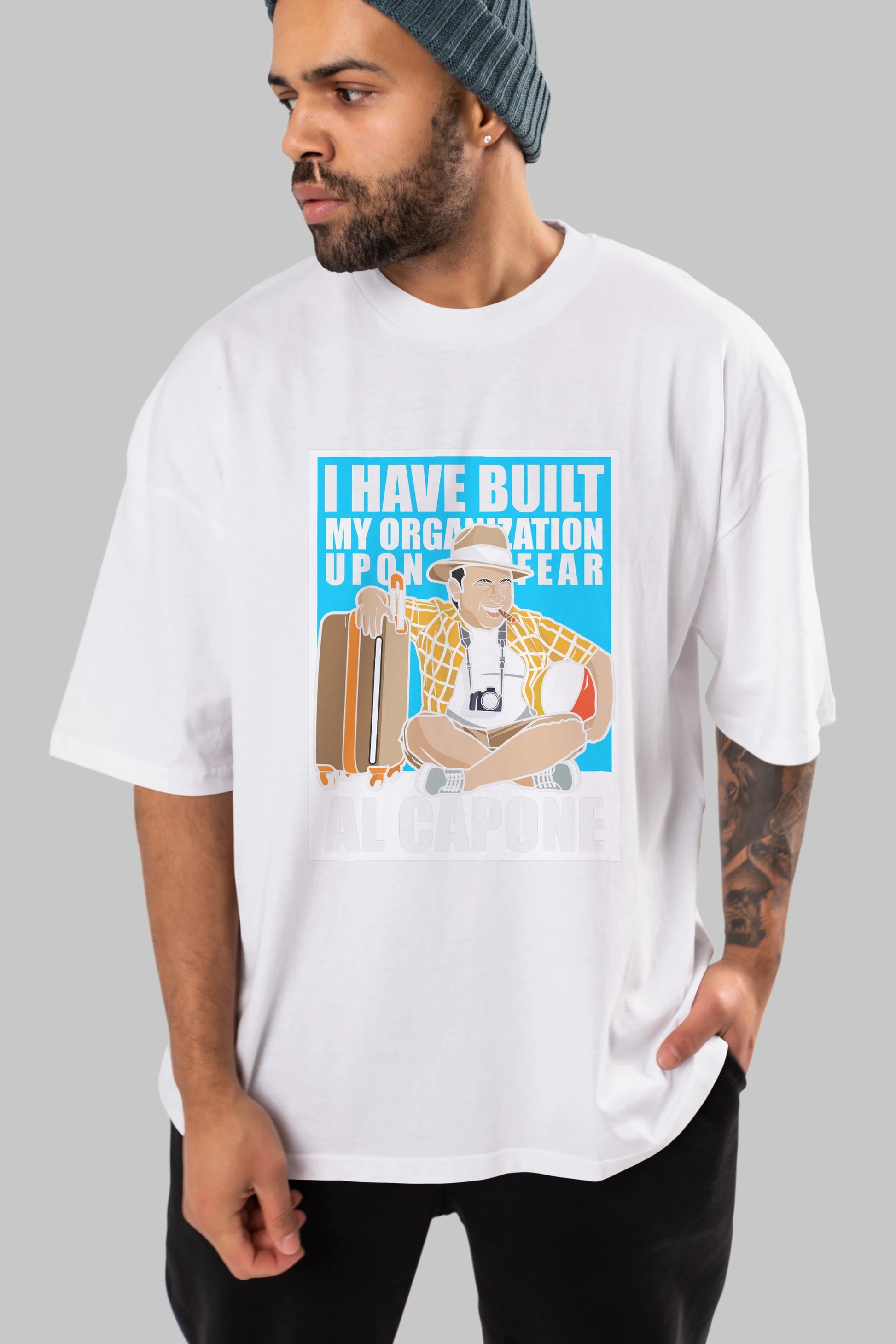 Al Capone Holiday Ön Baskılı Oversize t-shirt Erkek Kadın Unisex %100 Pamuk tişort