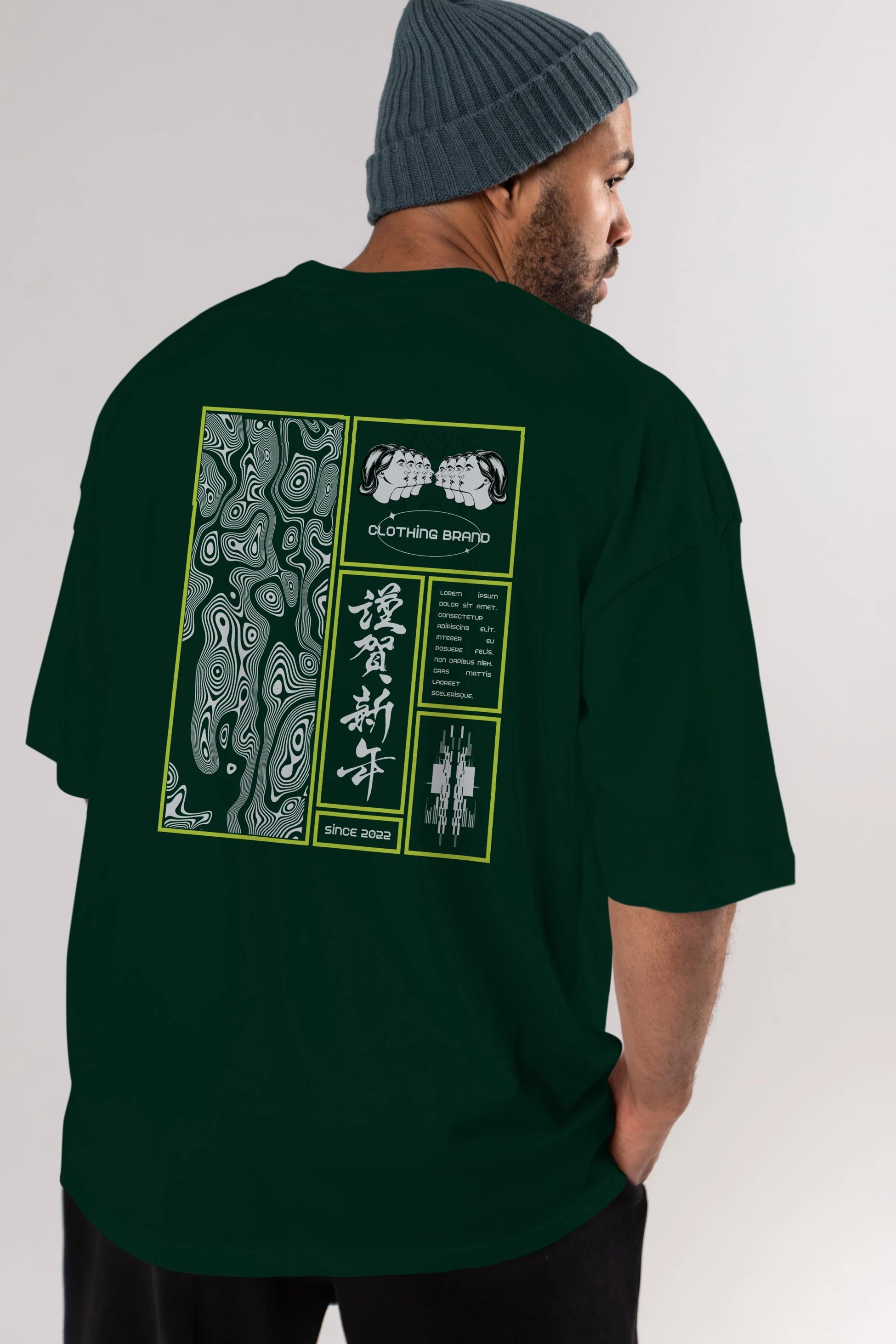 Neon Japanese Streetwear Arka Baskılı Oversize t-shirt Erkek Kadın Unisex