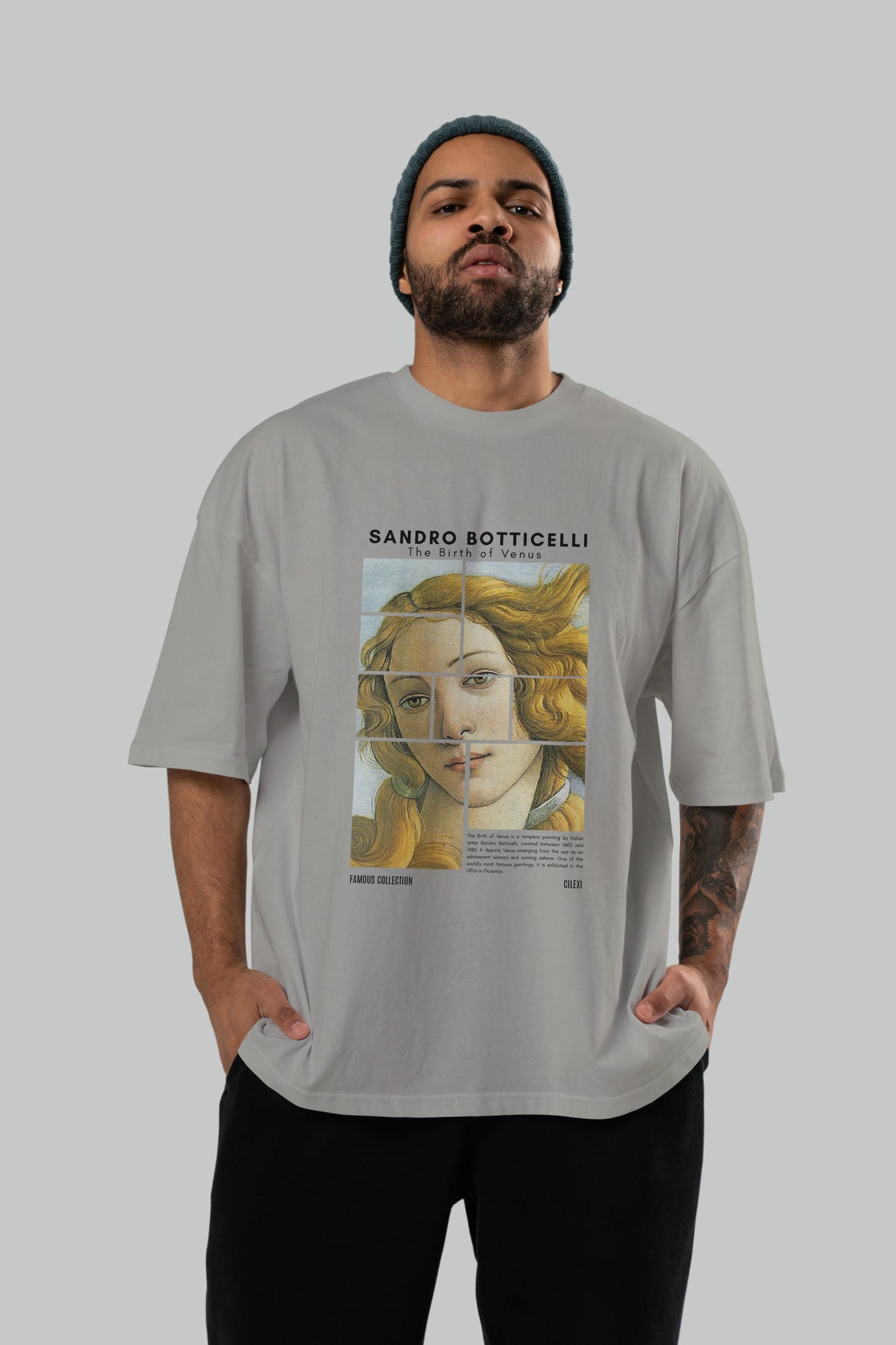 Sandro Botticelli ön Baskılı Oversize t-shirt Erkek Kadın Bisiklet Yaka Pamuk tişort