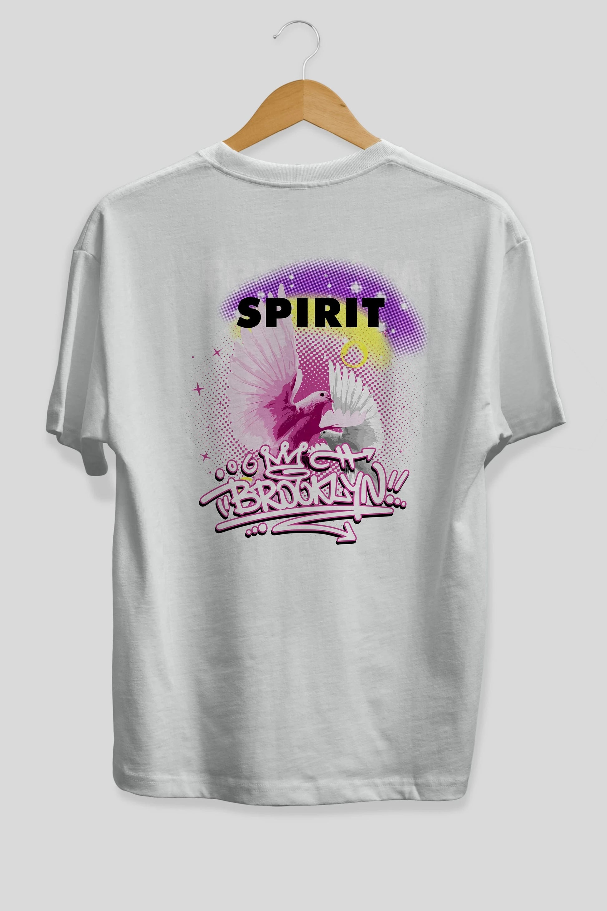 Freedom Spirit Brooklyn Arka Baskılı Oversize t-shirt Erkek Kadın Unisex