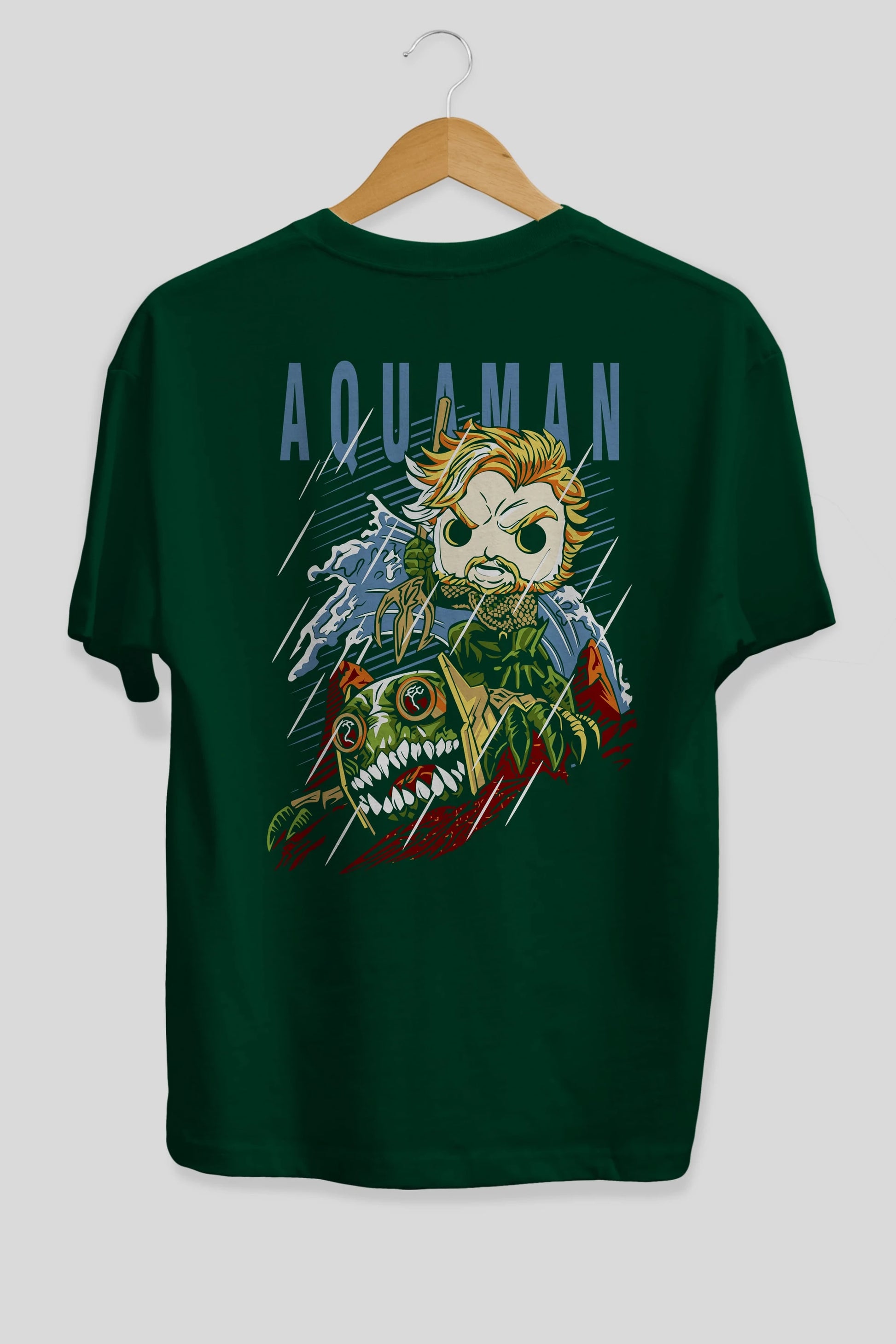 Aquaman Arka Baskılı Oversize t-shirt Erkek Kadın Unisex %100 Pamuk Bisiklet Yaka tişort