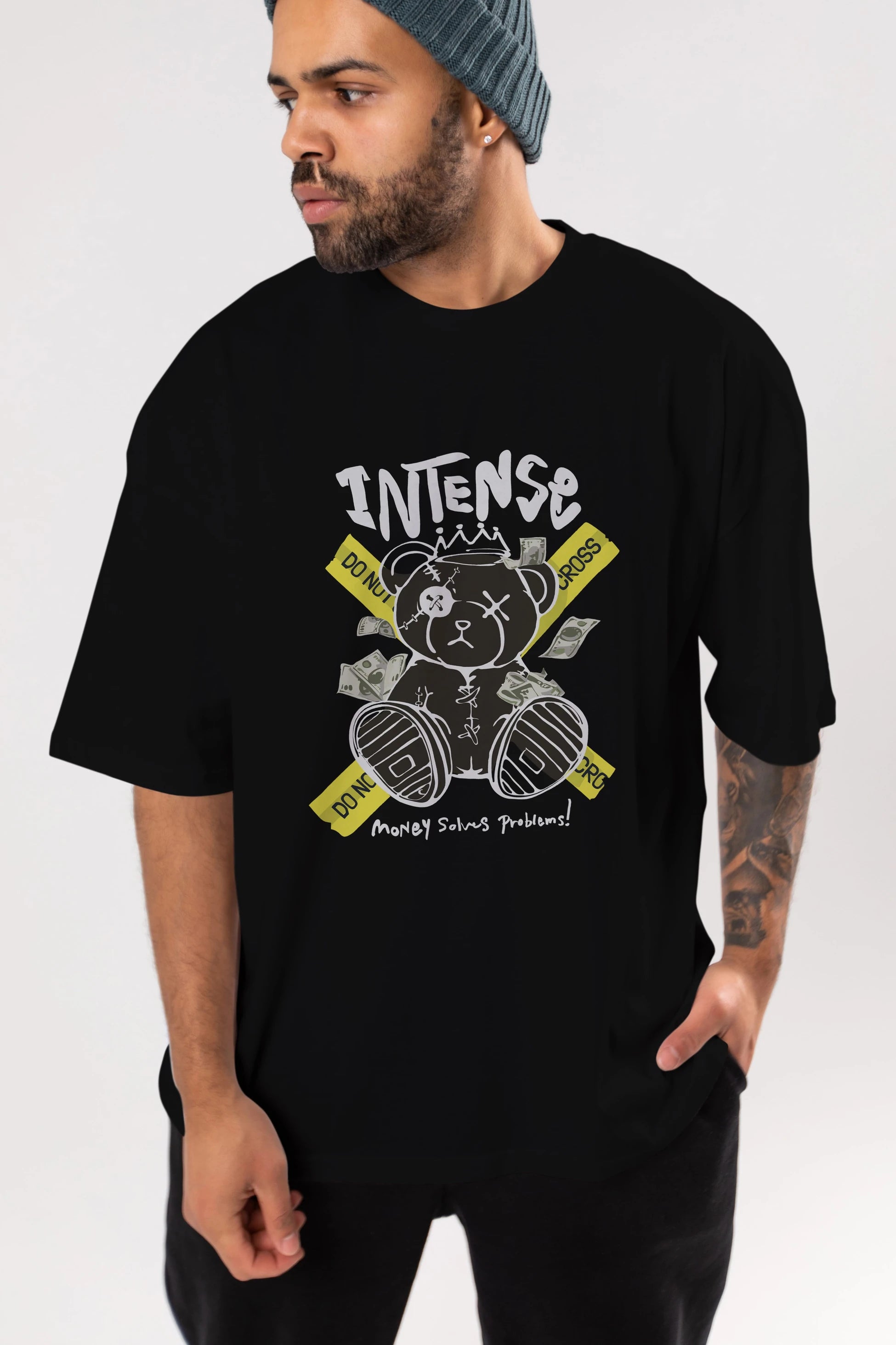 Teddy Bear intense Ön Baskılı Oversize t-shirt Erkek Kadın Unisex