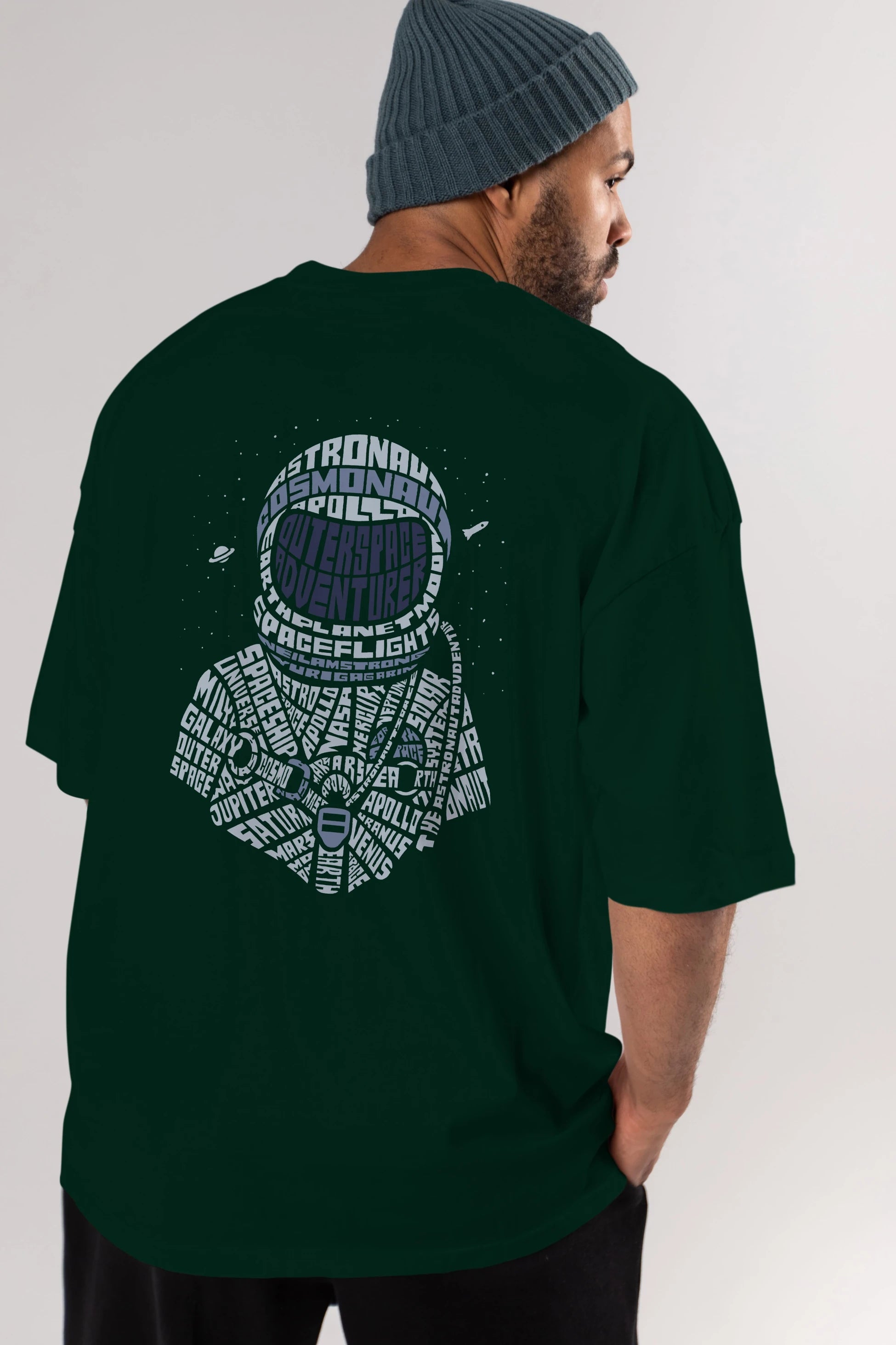 Astronaut Arka Baskılı Oversize t-shirt %100 pamuk Erkek Kadın Unisex