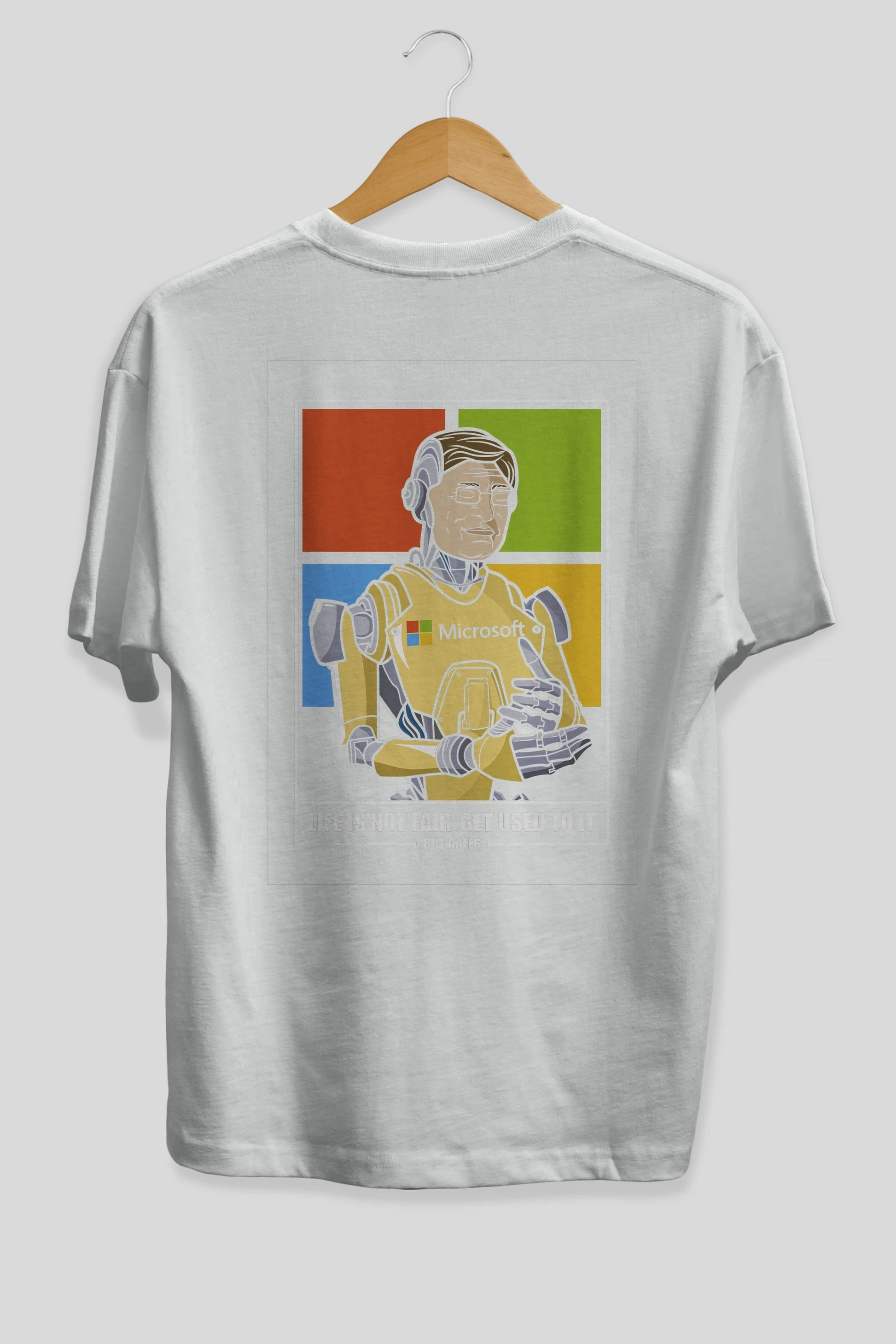 Bill Gates Robot Human Arka Baskılı Oversize t-shirt Erkek Kadın Unisex %100 Pamuk tişort