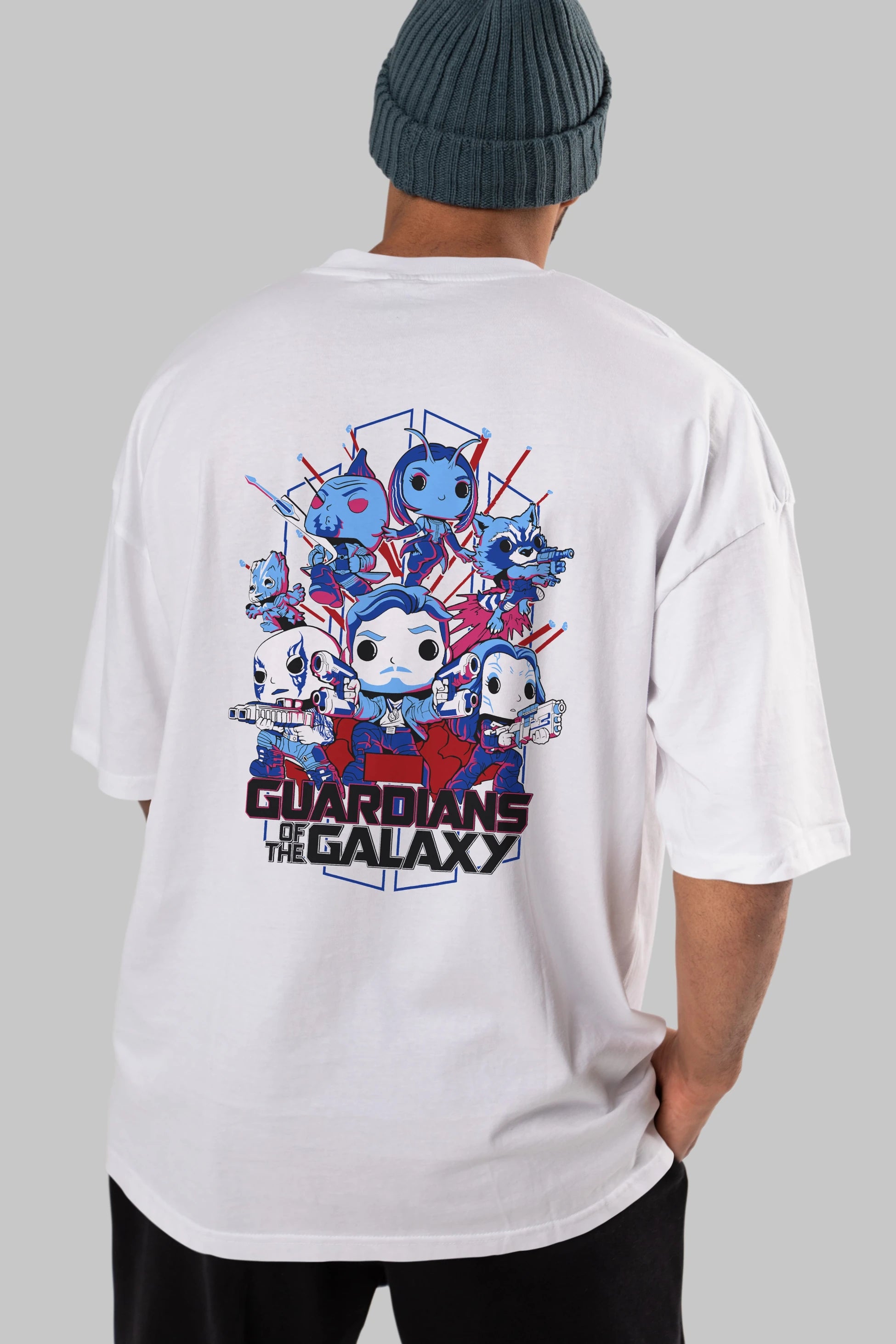 Guardians of the Galaxy Arka Baskılı Oversize t-shirt Erkek Kadın Unisex %100 Pamuk Bisiklet Yaka tişort