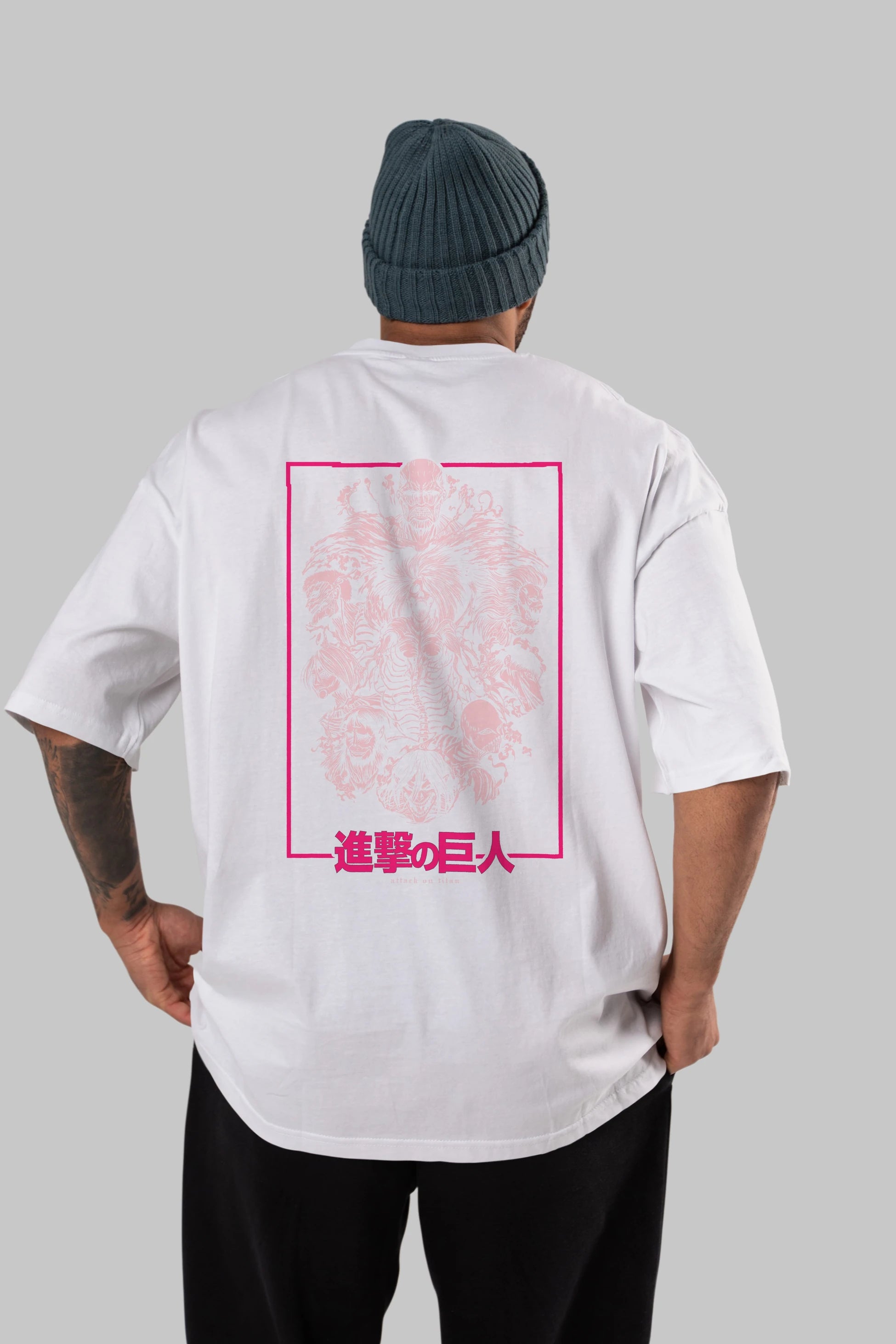 ATTACK ON TITANS Anime Arka Baskılı Oversize t-shirt Erkek Kadın Unisex