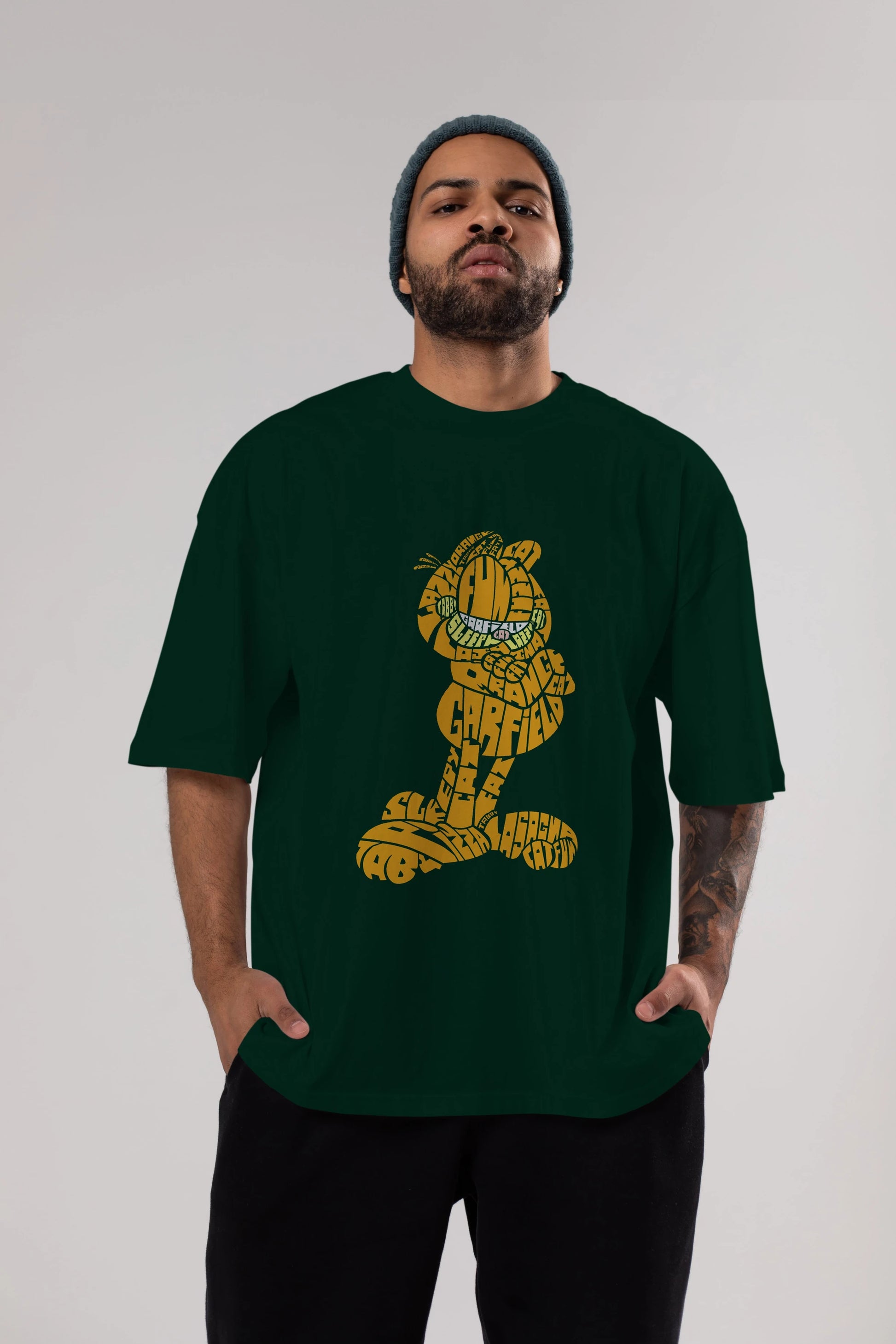 Garfield Ön Baskılı Oversize t-shirt %100 pamuk Erkek Kadın Unisex