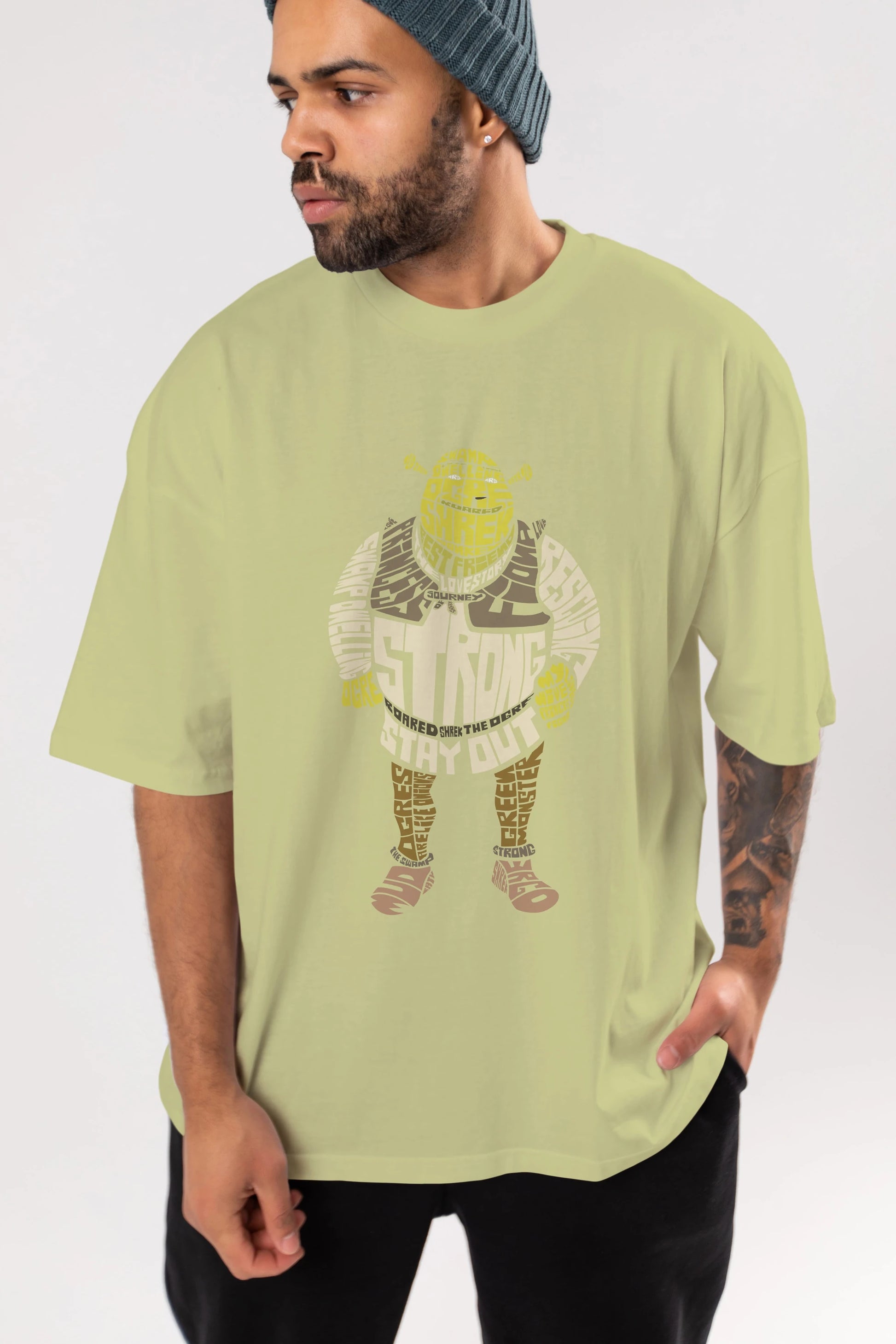 Shrek Ön Baskılı Oversize t-shirt %100 pamuk Erkek Kadın Unisex