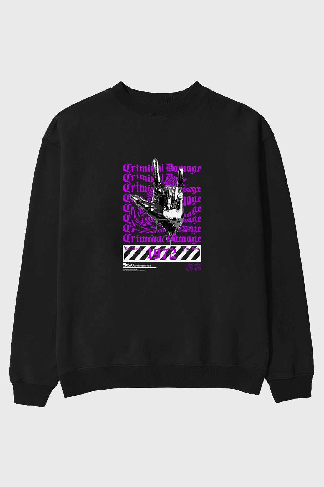 Criminal Damage 2 Ön Baskılı Oversize Sweatshirt Erkek Kadın Unisex