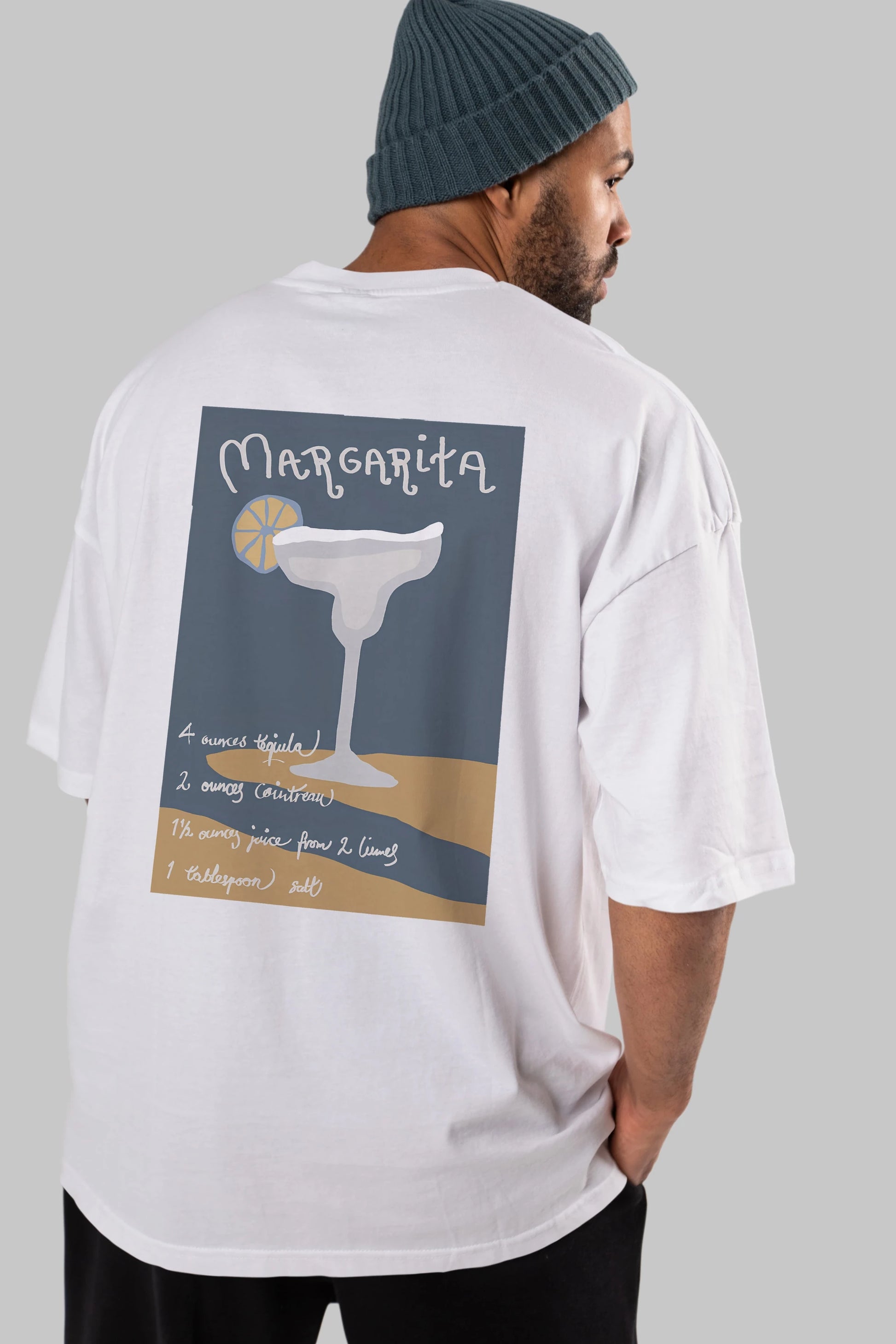 Margarita 2 Arka Baskılı Oversize t-shirt Erkek Kadın Unisex %100 Pamuk Bisiklet Yaka tişort