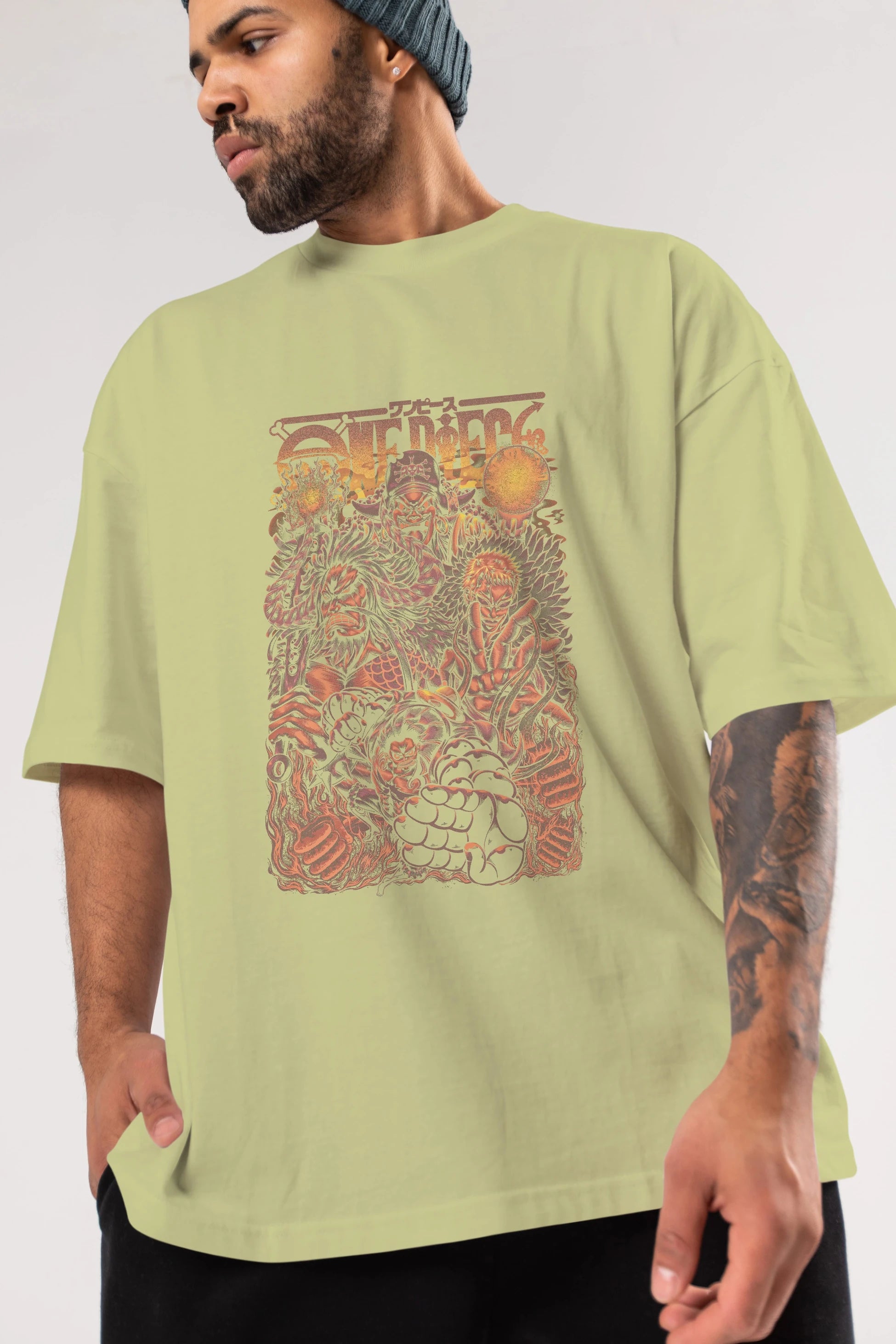 ONE PIECE Anime Ön Baskılı Oversize t-shirt %100 pamuk Erkek Kadın Unisex