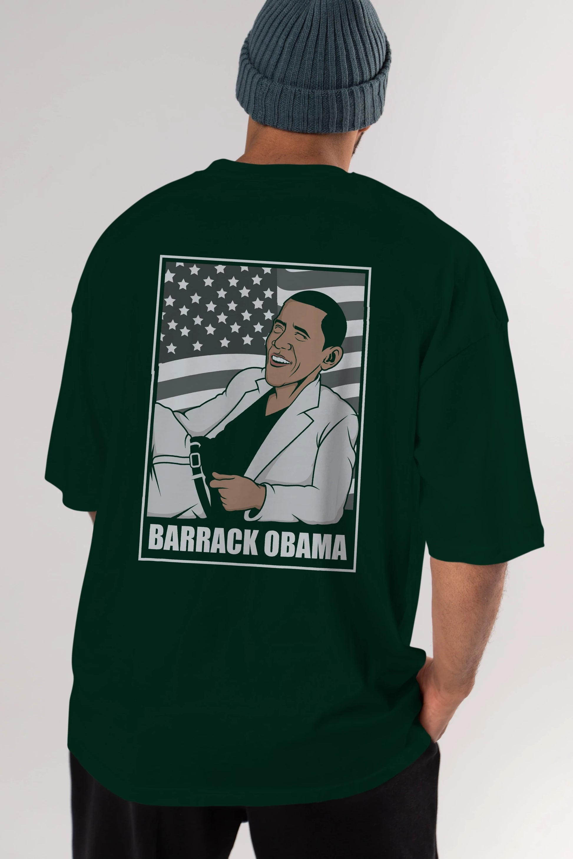 Obama Thriller Arka Baskılı Oversize t-shirt Erkek Kadın Unisex %100 Pamuk tişort