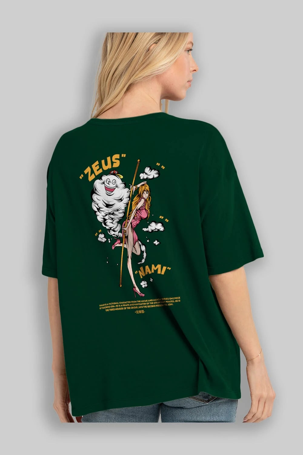 Zeus Nami Anime Arka Baskılı Oversize t-shirt Erkek Kadın Unisex