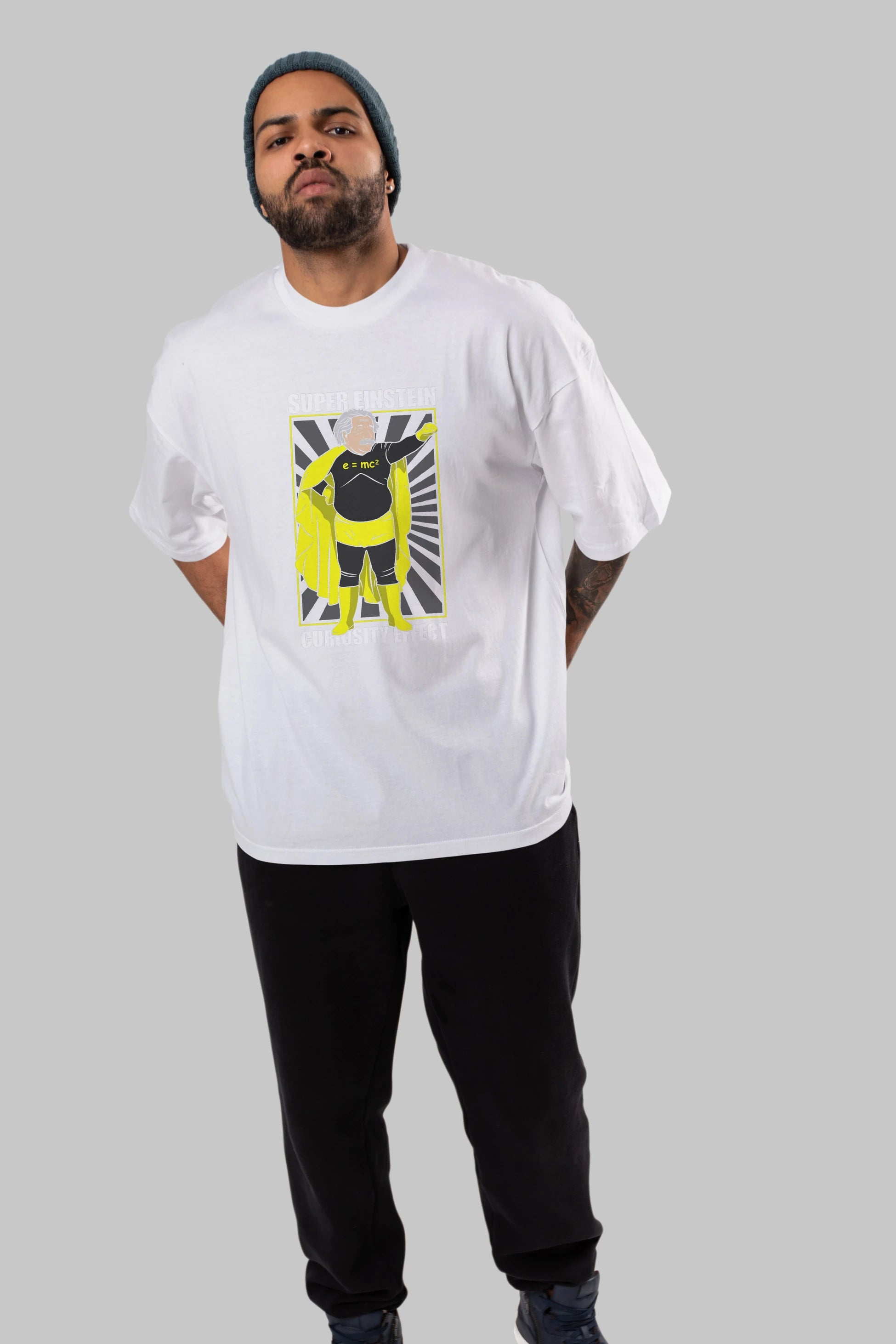 Super Einsten Ön Baskılı Oversize t-shirt Erkek Kadın Unisex %100 Pamuk tişort