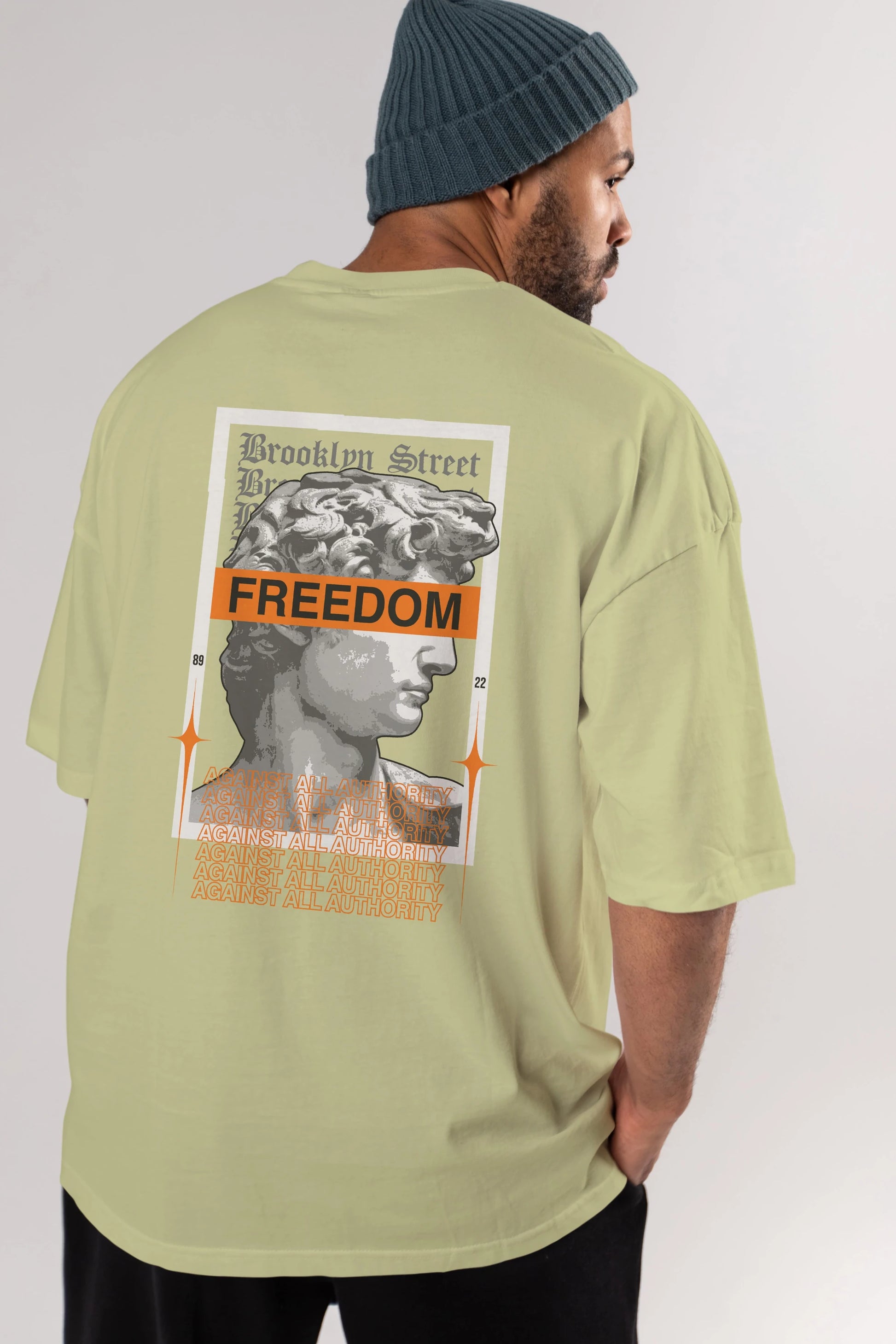 Brooklyn Street Arka Baskılı Oversize t-shirt Erkek Kadın Unisex