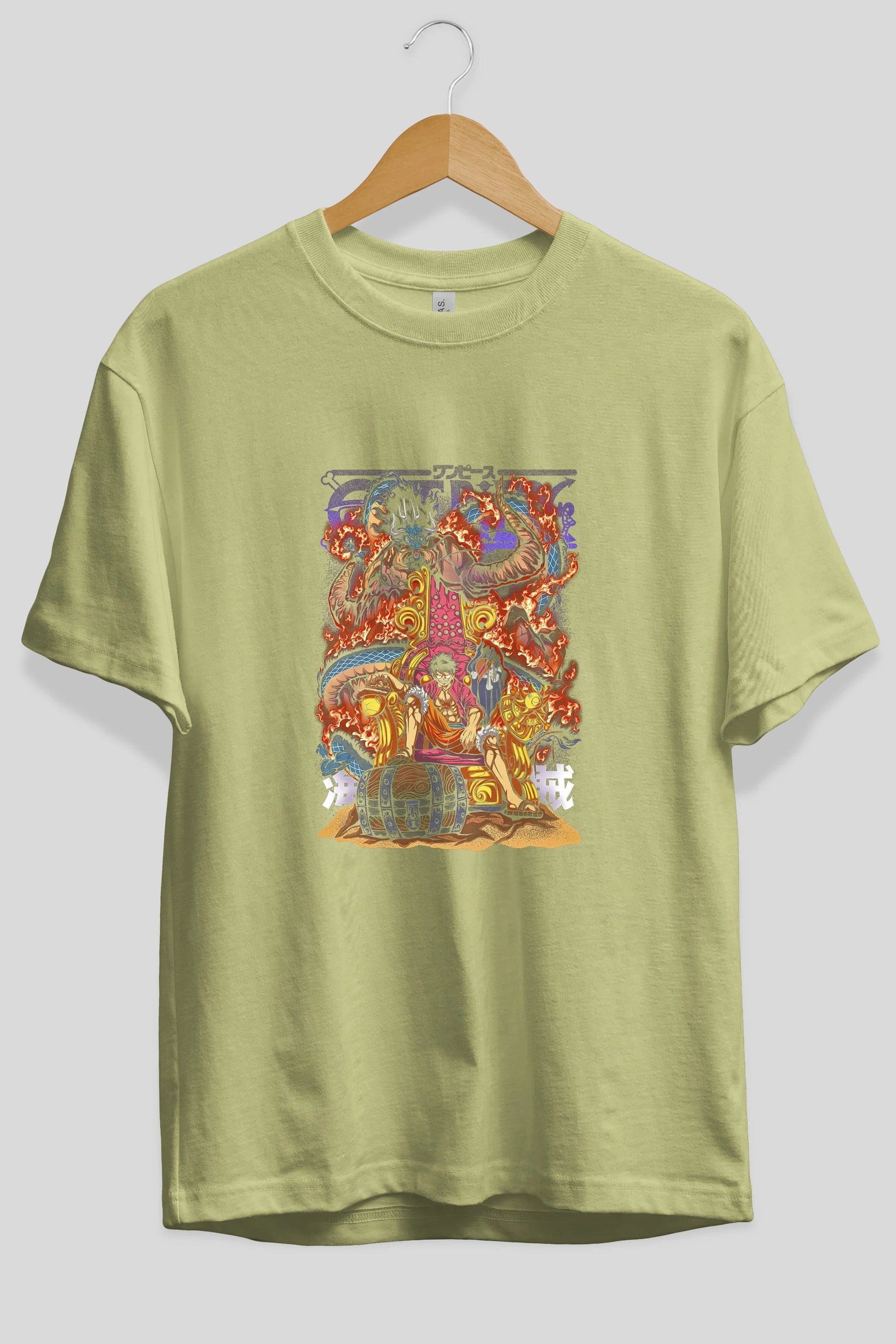MONKEY D. LUFFY 1 Anime Ön Baskılı Oversize t-shirt %100 pamuk Erkek Kadın Unisex