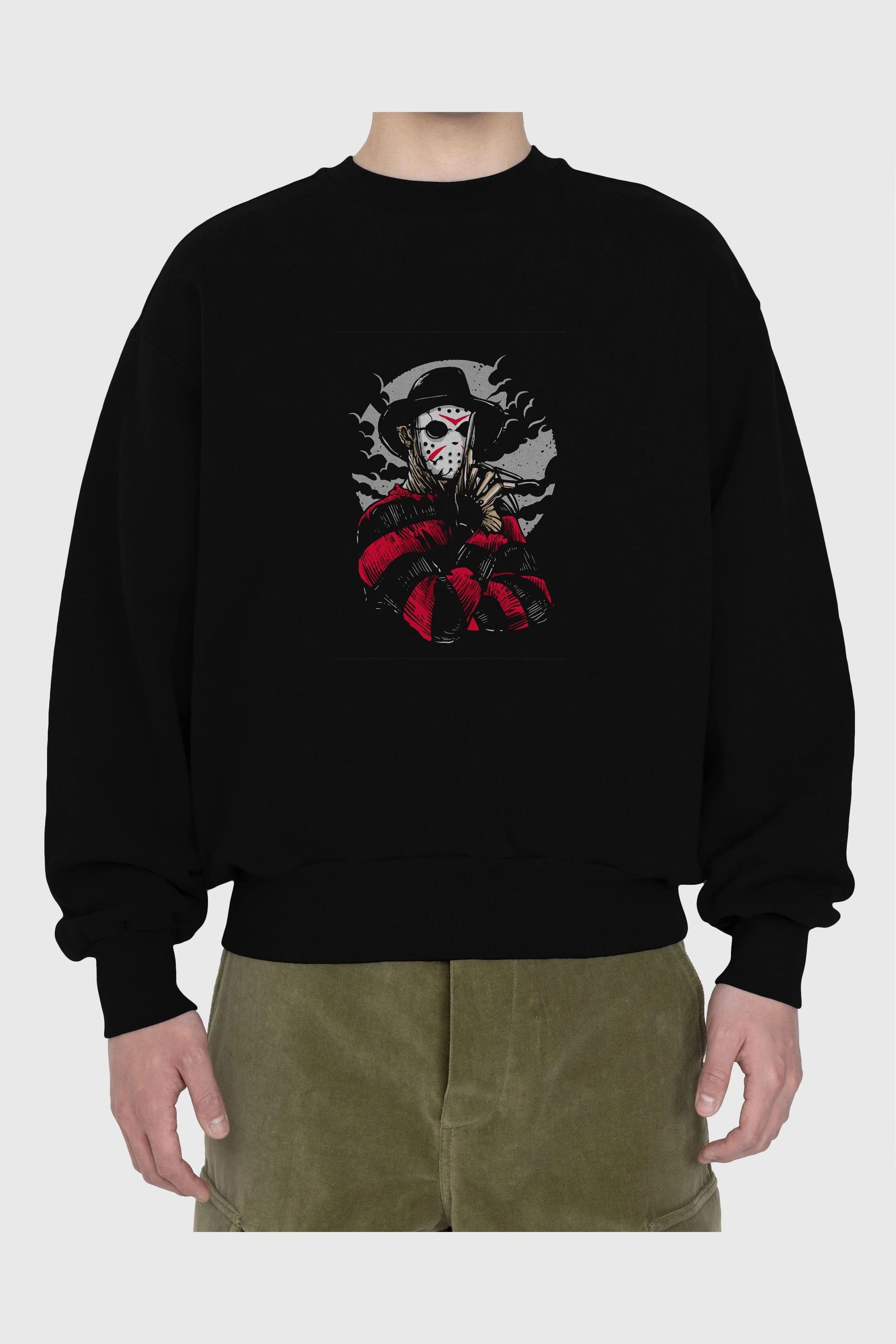 Freddy VS Jason (2) Ön Baskılı Oversize Sweatshirt Erkek Kadın Unisex