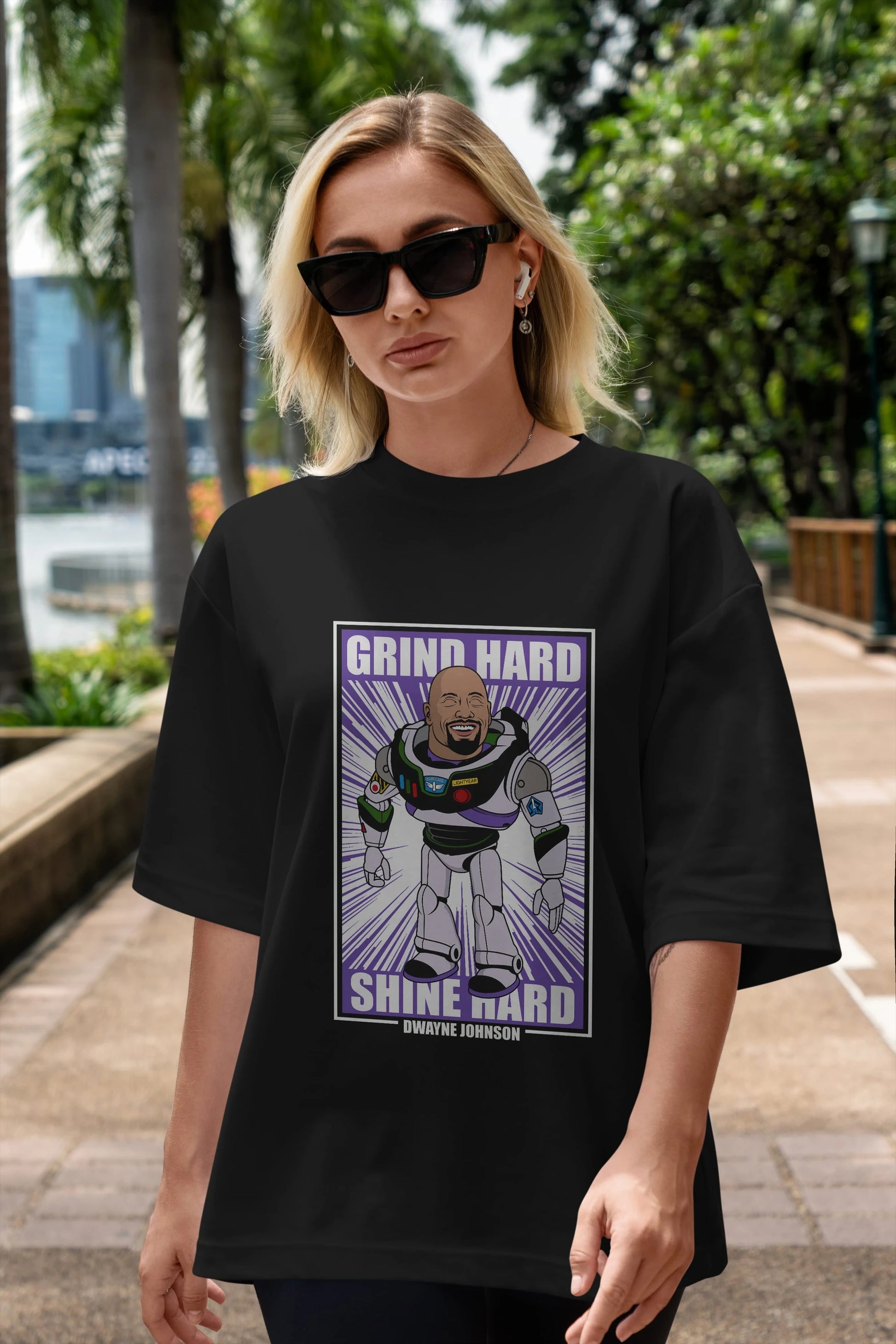 Dwayne Johnson Buzz Lightyear Ön Baskılı Oversize t-shirt Erkek Kadın Unisex %100 Pamuk tişort
