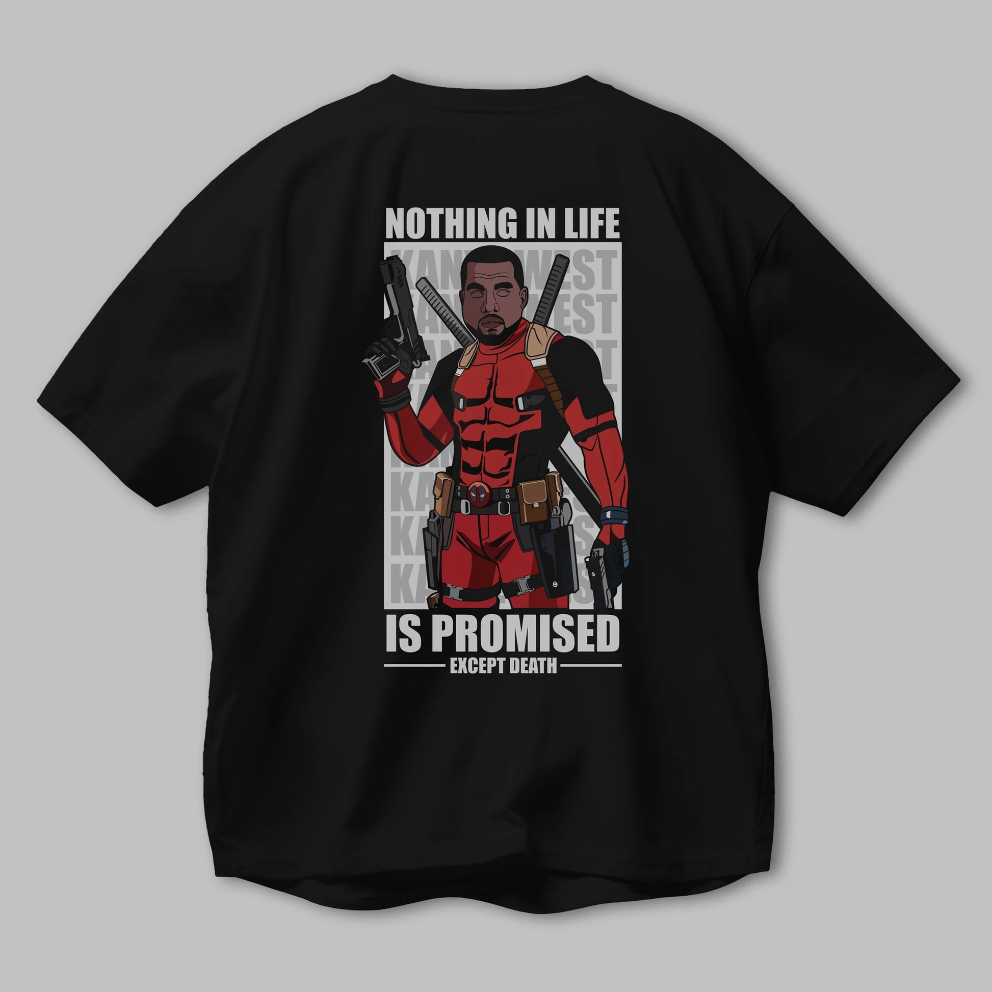 Kanye West Deadpool Arka Baskılı Oversize t-shirt Erkek Kadın Unisex %100 Pamuk tişort