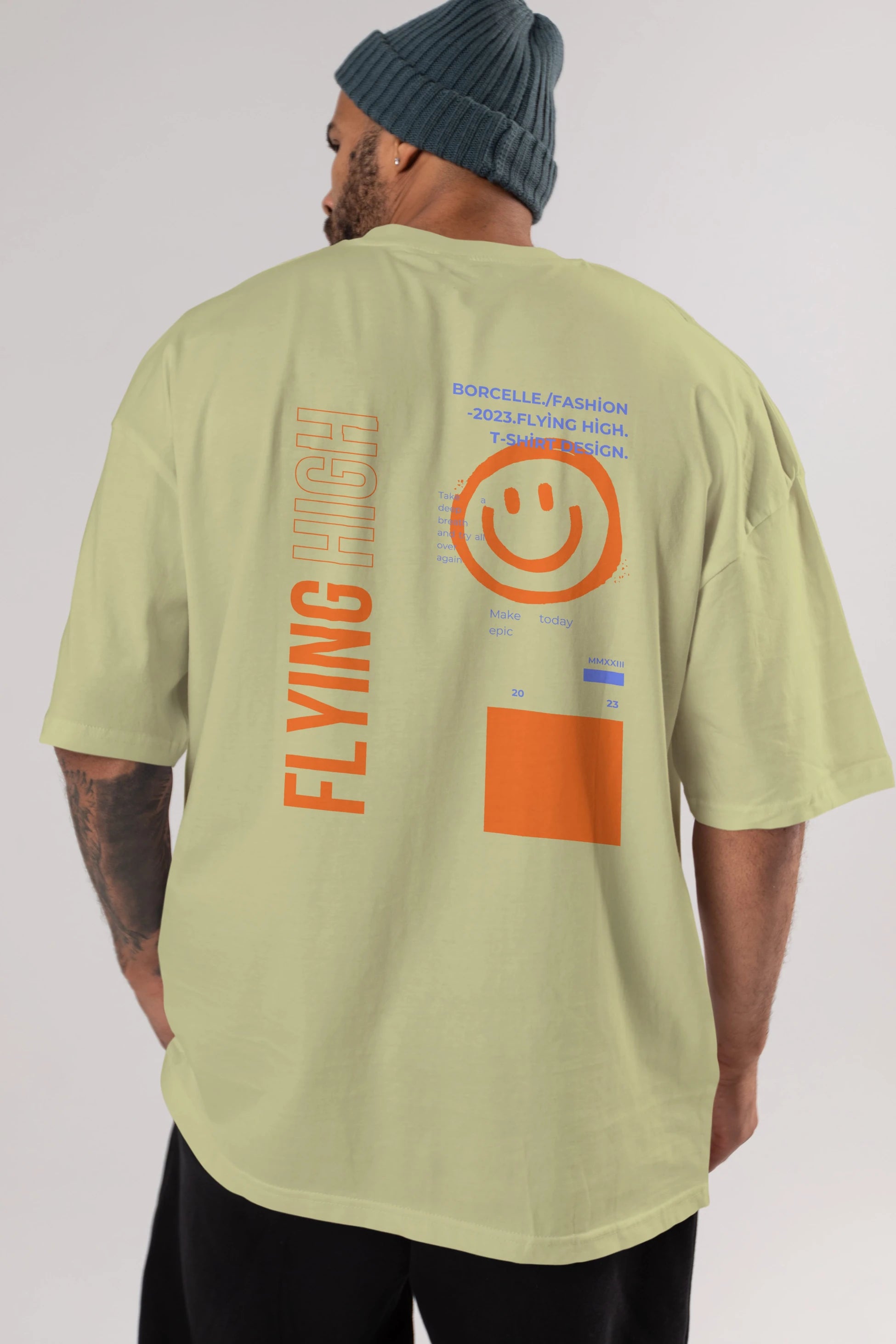 Flying High Yazılı Arka Baskılı Oversize t-shirt Erkek Kadın Unisex