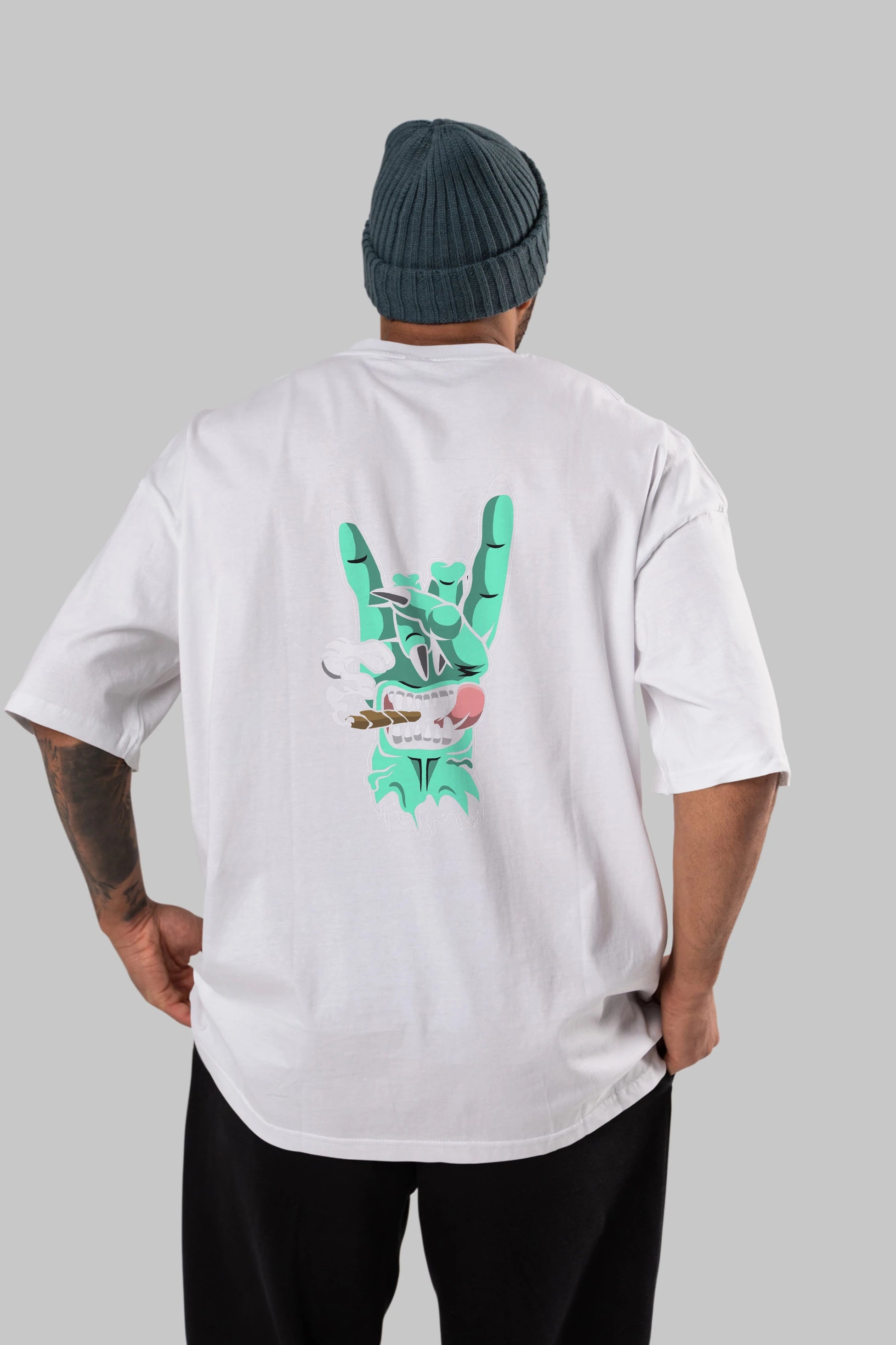 Metal Sign Arka Baskılı Oversize t-shirt Erkek Kadın Unisex %100 Pamuk tişort