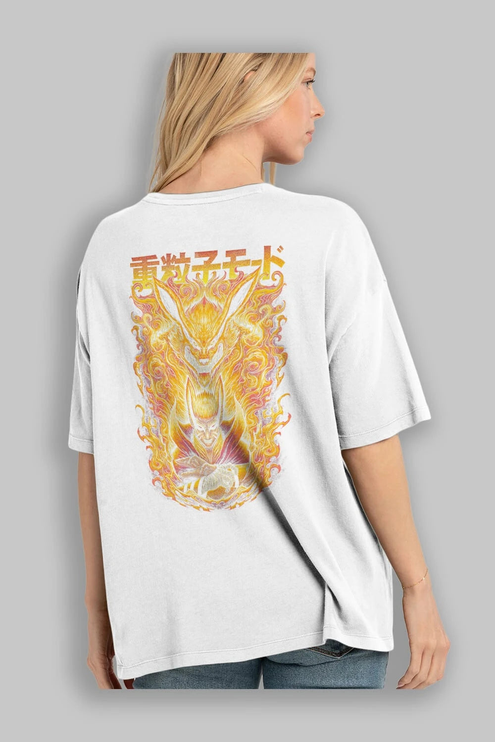 NARUTO KYUUBI 1 Anime Arka Baskılı Oversize t-shirt Erkek Kadın Unisex