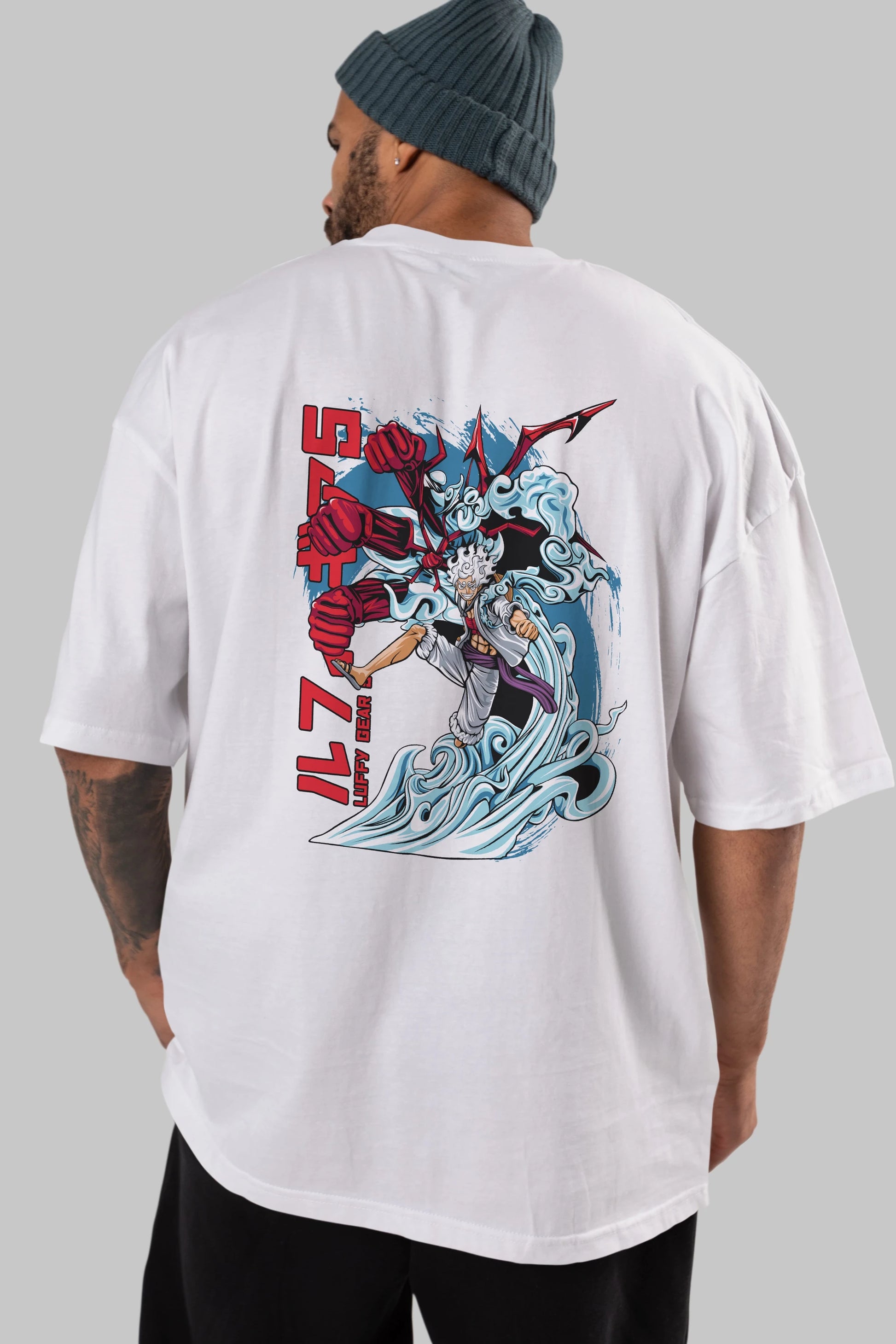 MONKEY D. LUFFY GEAR5 2 Anime Arka Baskılı Oversize t-shirt Erkek Kadın Unisex