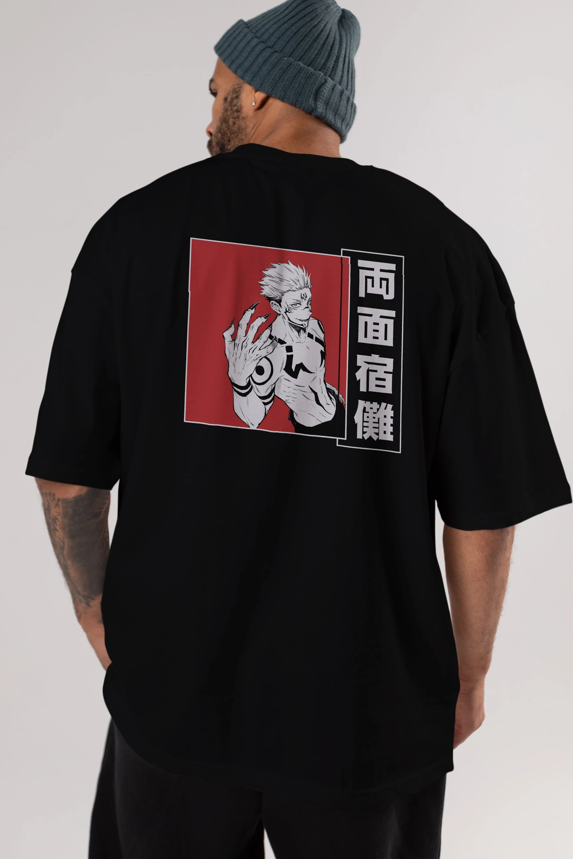 Sukuna Ryoumen 2 Anime Arka Baskılı Oversize t-shirt Erkek Kadın Unisex